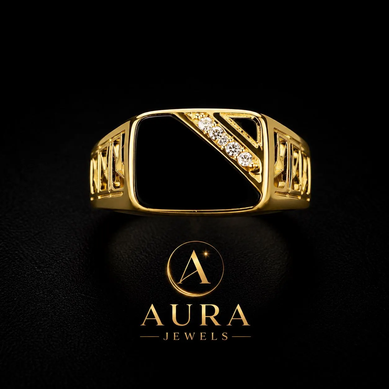 Gold Signet Ring ā Black Onyx, Men's - image 3