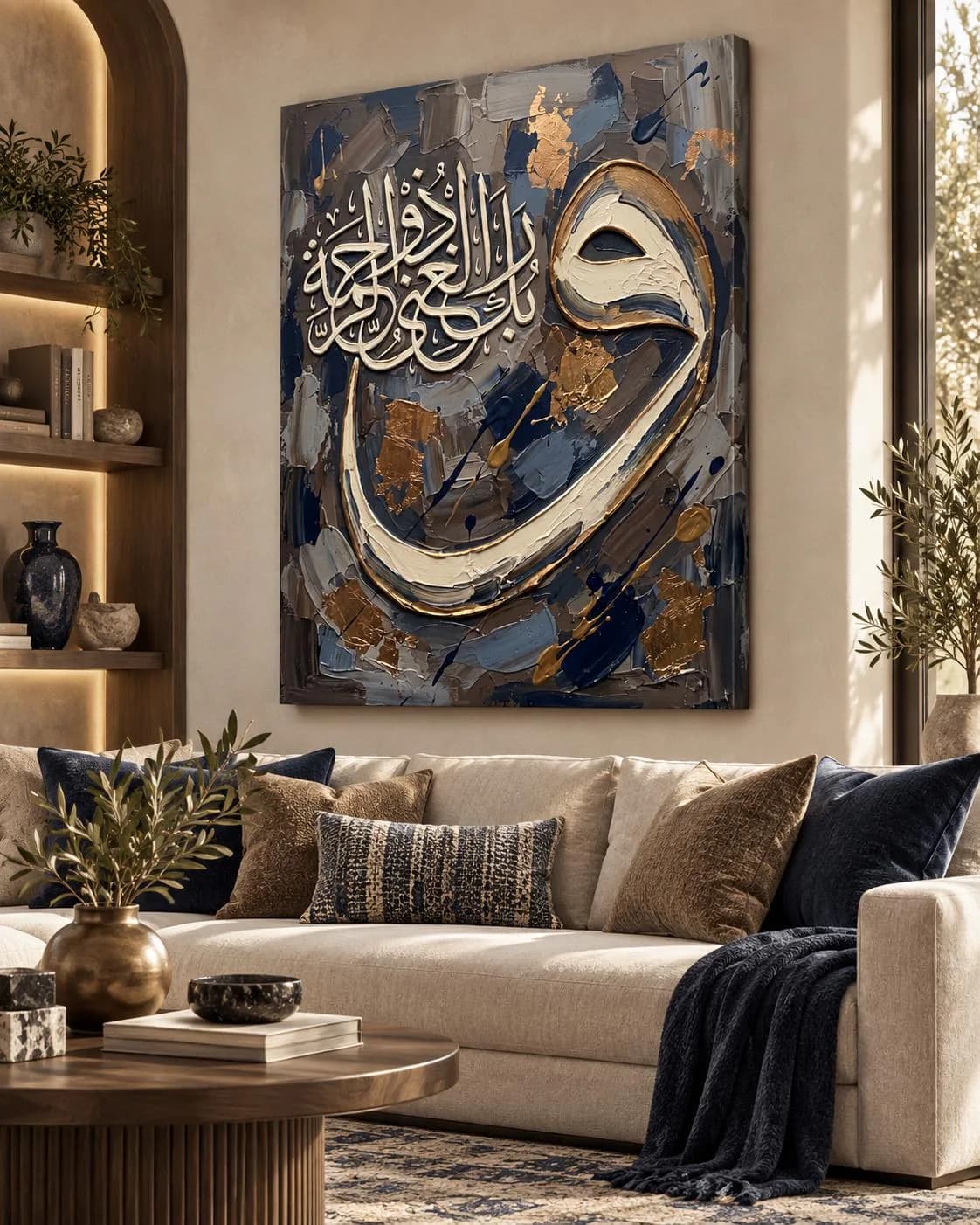 Wa Rabbuka Al-Ghaniyyu Dhu Ar-Rahmah Canvas Print, Textured Arabic Calligraphy, Ready-to-Hang Islamic Wall Art - image 2