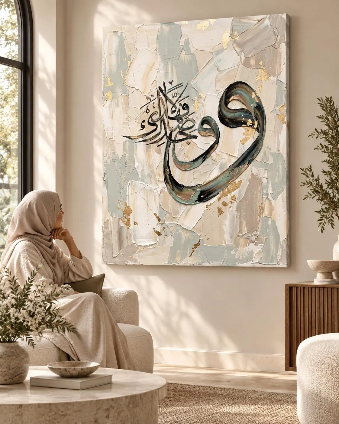 Wa Wajadaka Dallan Fahada Canvas Print, Quran Wall Art, Arabic Calligraphy, Neutral Islamic Decor - image 2