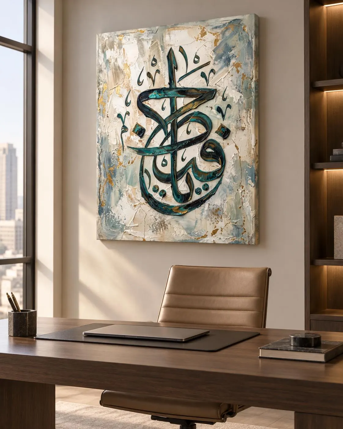 Ya Hafiz Arabic Calligraphy Canvas Print, Teal Gold Islamic Wall Art (Ready-to-Hang) - image 5