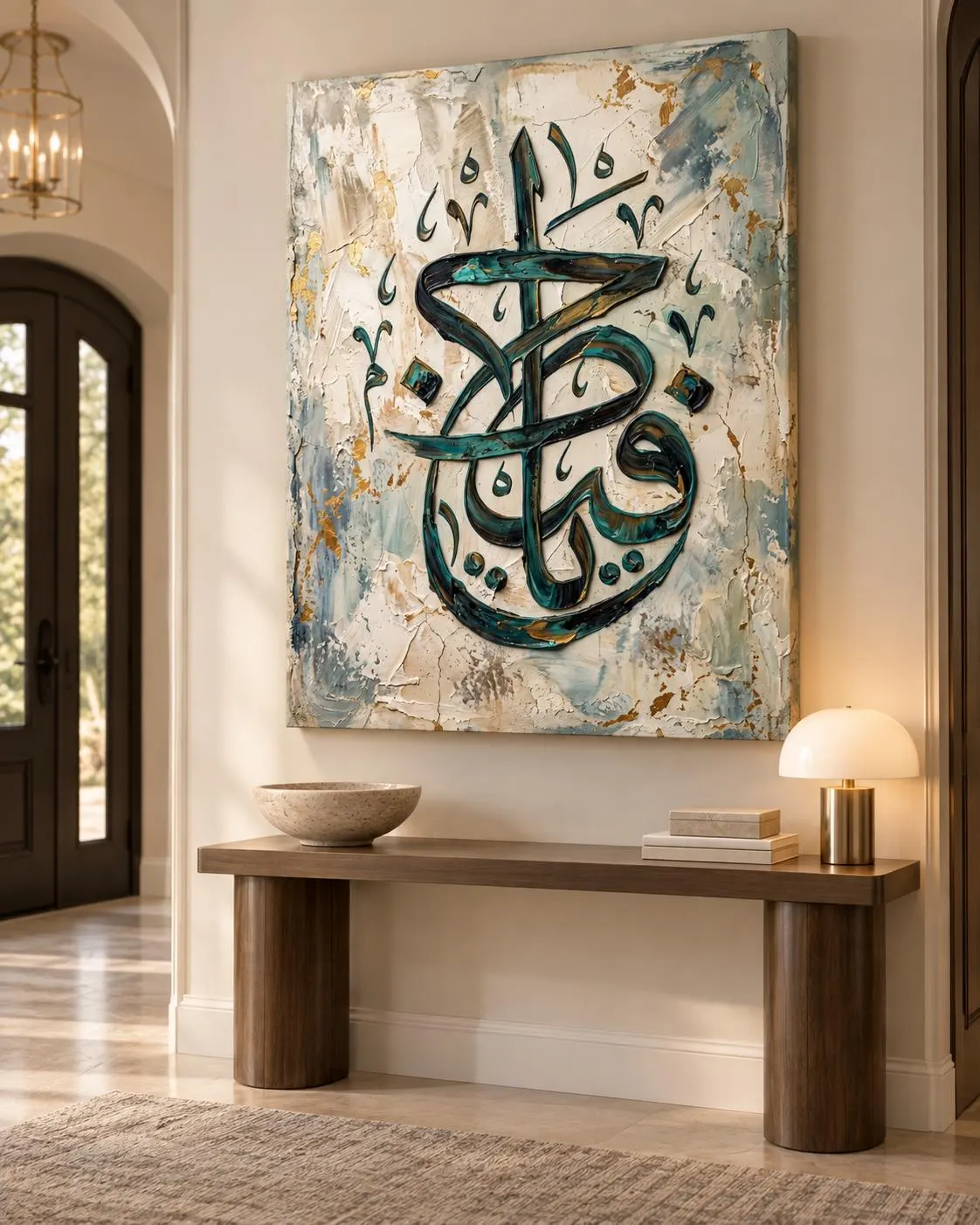 Ya Hafiz Arabic Calligraphy Canvas Print, Teal Gold Islamic Wall Art (Ready-to-Hang) - image 3