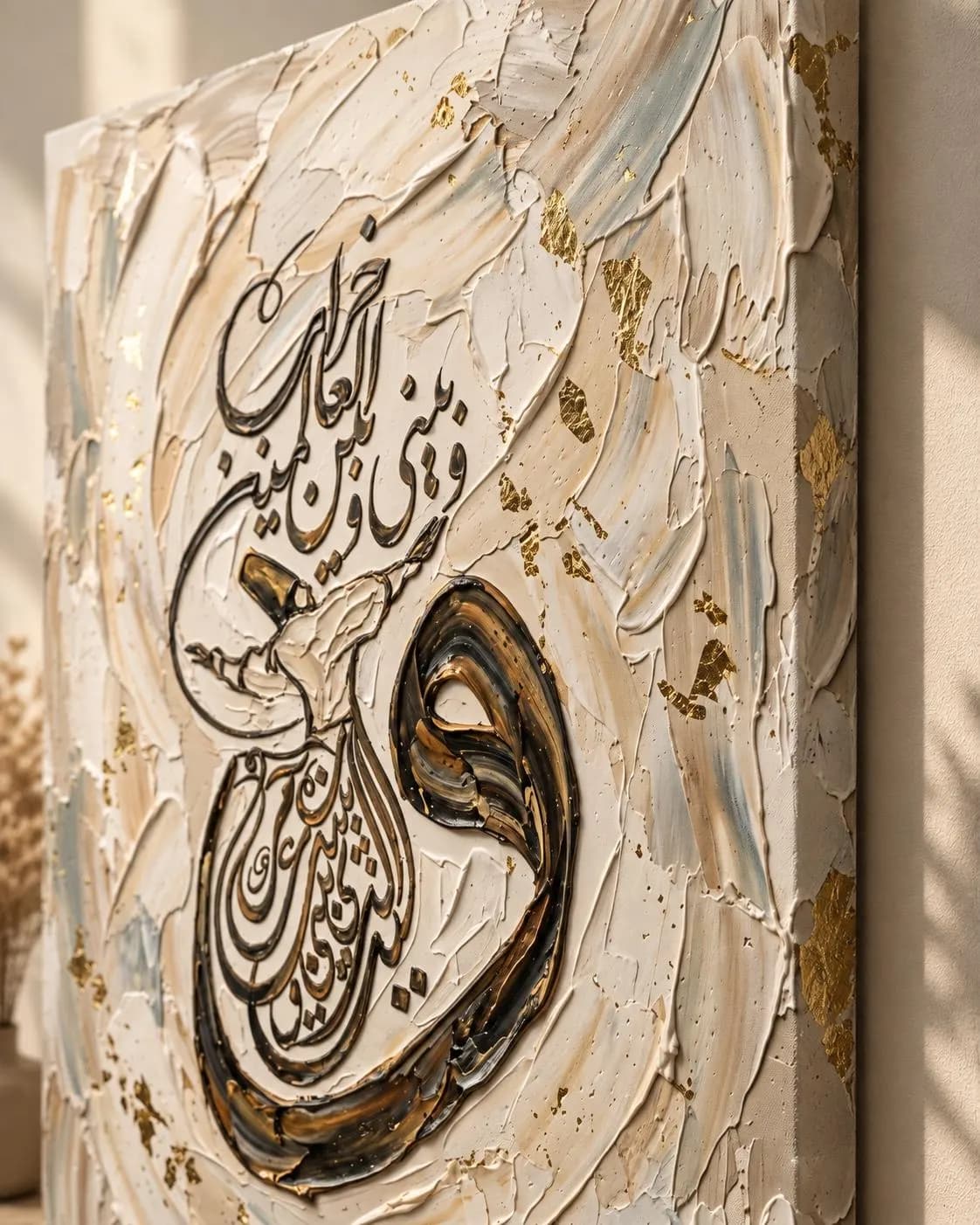 Whirling Dervish Arabic Calligraphy Canvas Print, Cream Gold Sufi Wall Art (Ready to Hang) - image 3