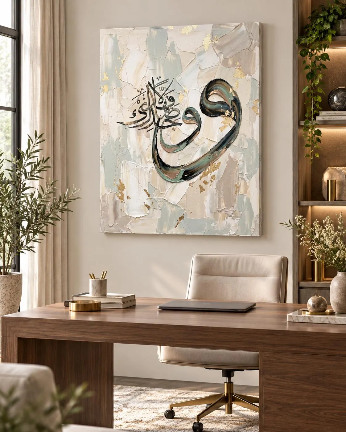 Wa Wajadaka Dallan Fahada Canvas Print, Quran Wall Art, Arabic Calligraphy, Neutral Islamic Decor