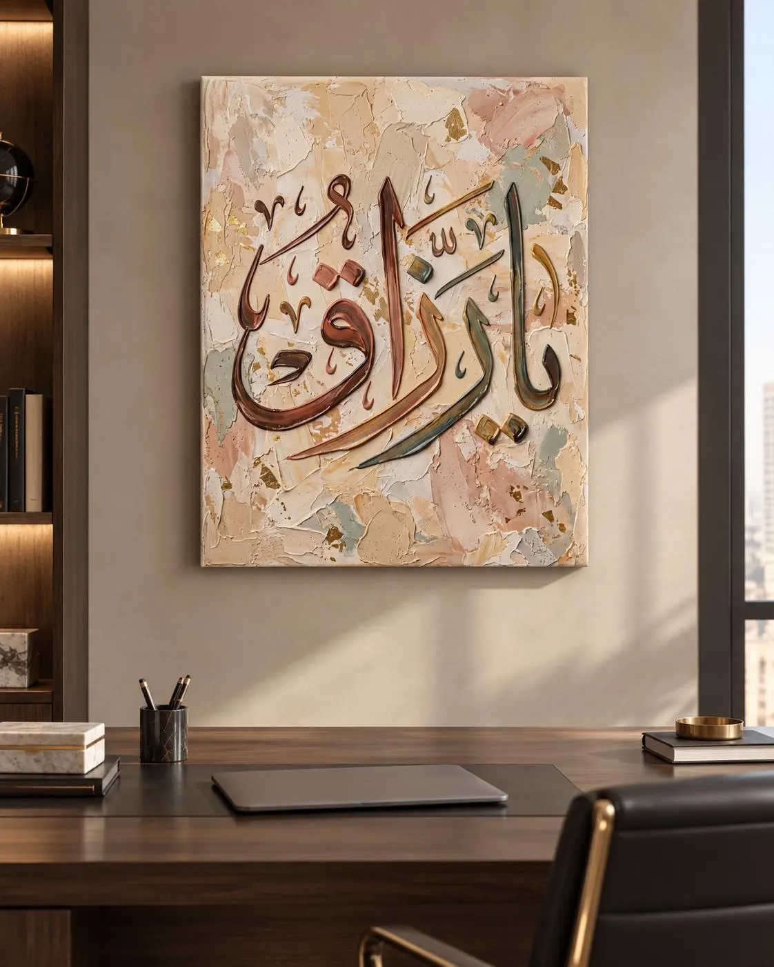 Ya Razzaq Canvas Print, Beige Sage Arabic Calligraphy, Ready-to-Hang Islamic Wall Art - image 4