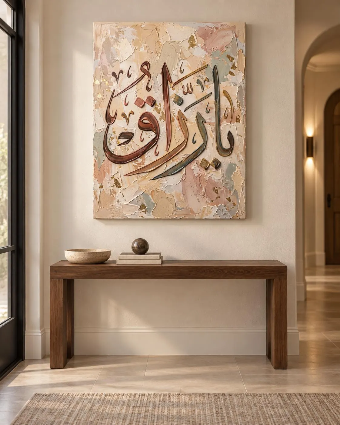 Ya Razzaq Canvas Print, Beige Sage Arabic Calligraphy, Ready-to-Hang Islamic Wall Art - image 5