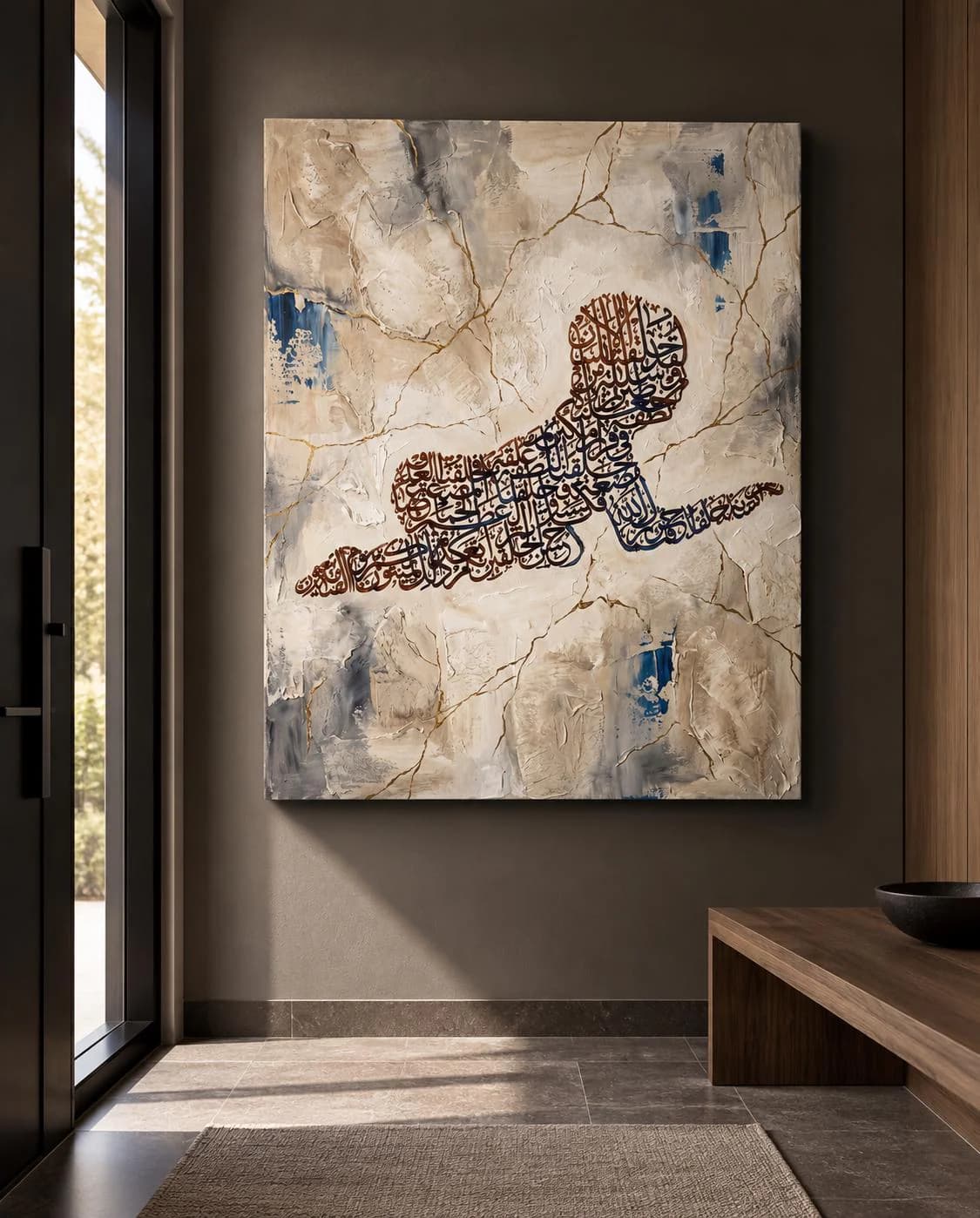 Creation of Man Canvas Print Beige Blue Gold Arabic Calligraphy Islamic Baby Wall Art - image 3