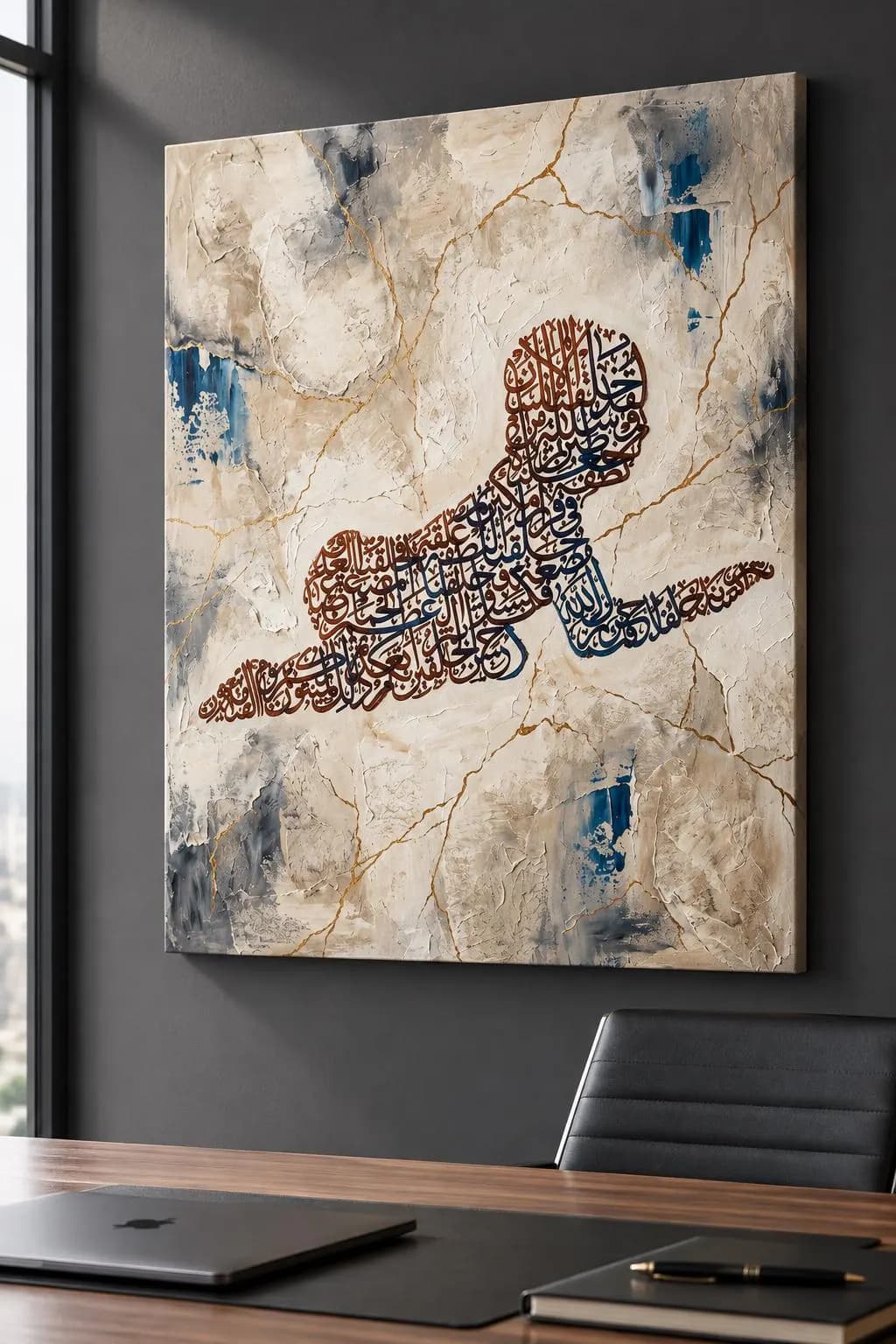 Creation of Man Canvas Print Beige Blue Gold Arabic Calligraphy Islamic Baby Wall Art - image 4