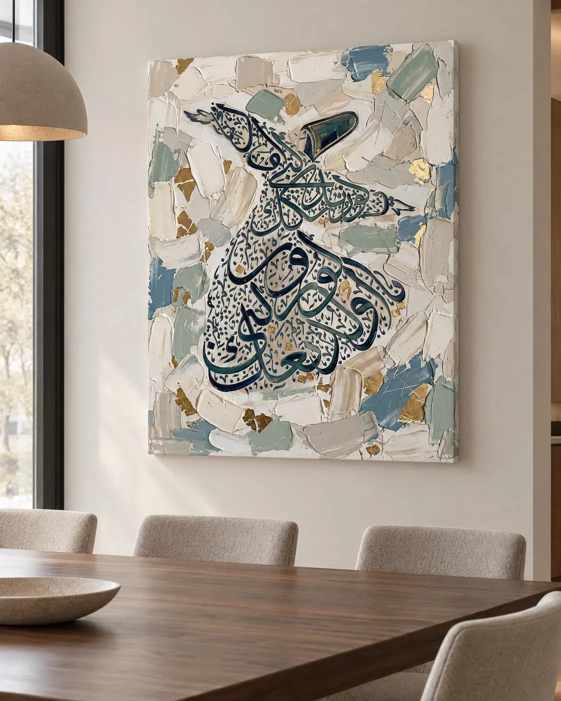 Rumi Whirling Dervish Canvas Print, Sufi Calligraphy Wall Art, Islamic Spiritual Decor - image 2