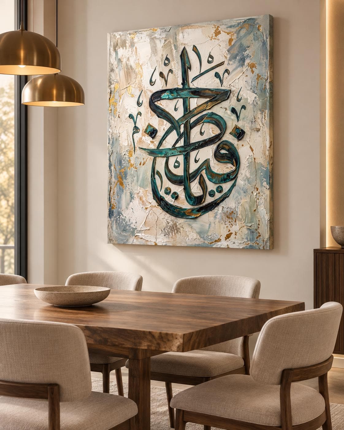 Ya Hafiz Arabic Calligraphy Canvas Print, Teal Gold Islamic Wall Art (Ready-to-Hang) - image 4