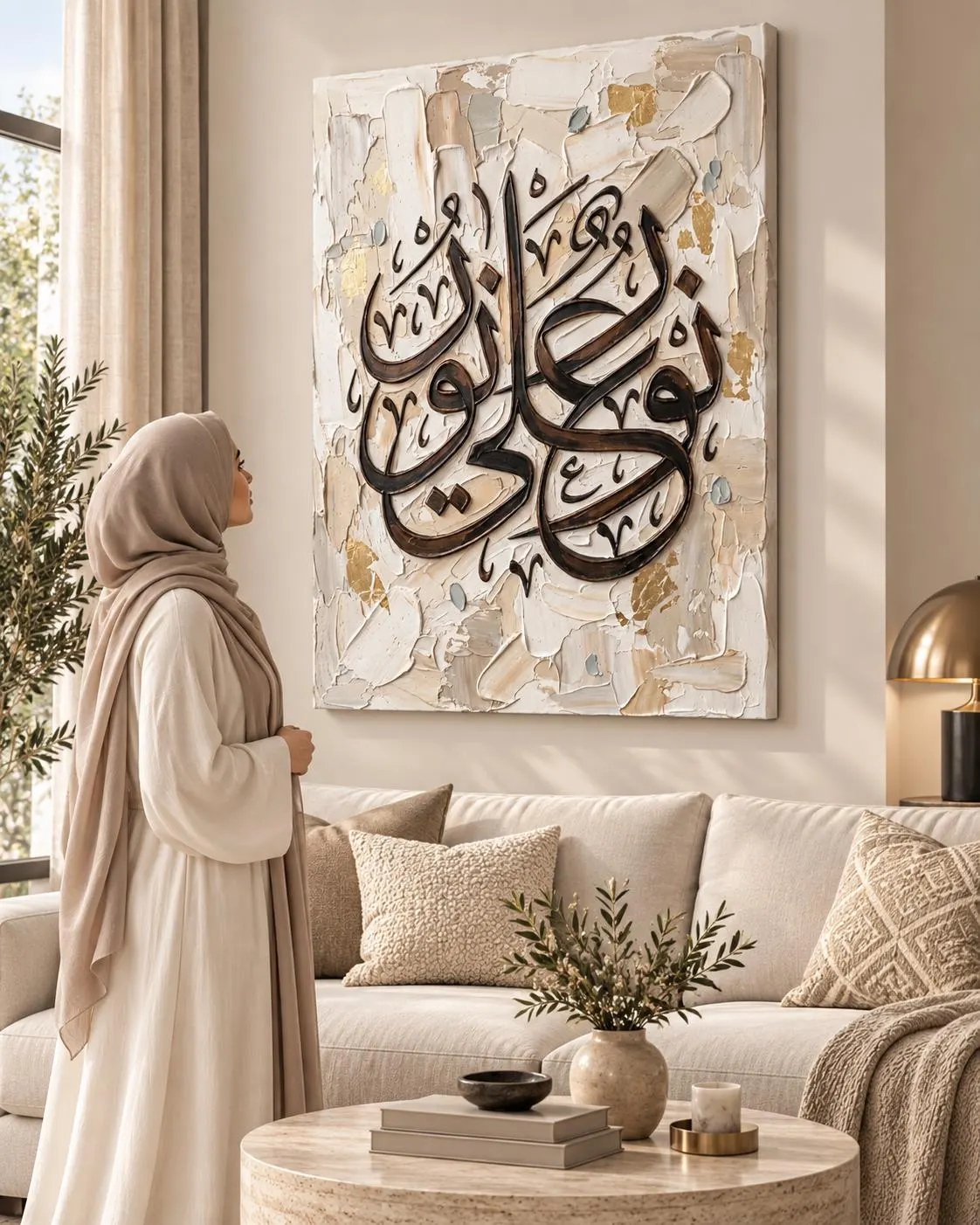 Nour Ala Nour Canvas, Arabic Calligraphy, Gold Leaf Effect, Ready to Hang - image 2