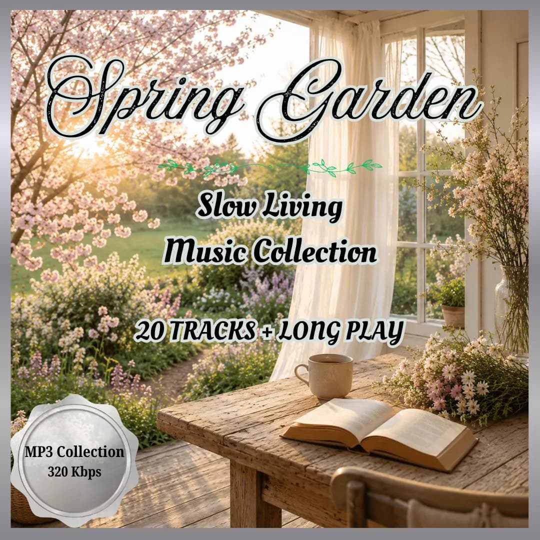 Slow Living Spring Garden Music | Cozy Spring Instrumental Collection | 20 MP3 Tracks + 70 Min Long Play | Reading & Relaxation Music