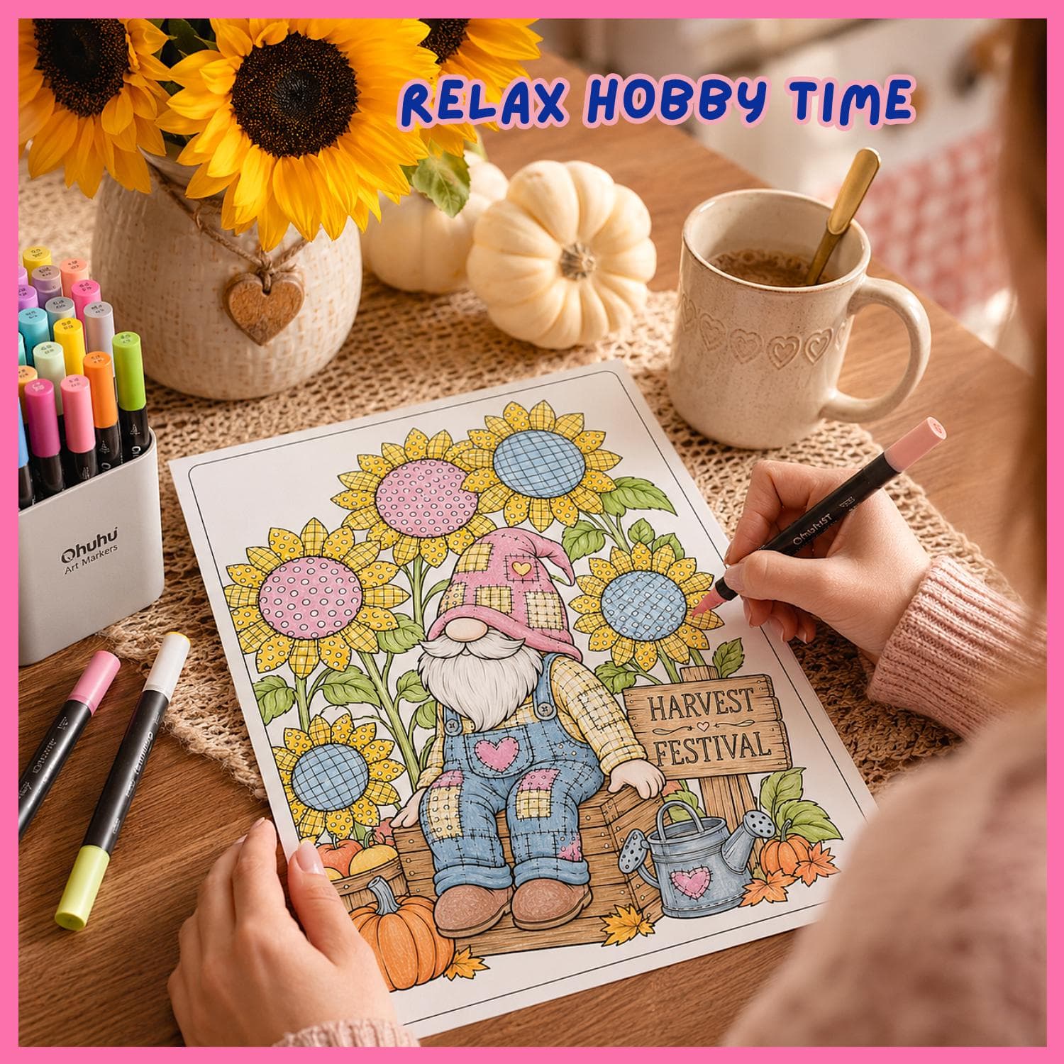 Sunflower Harvest Gnome Coloring Pages | 20 Printable PDF Pages (Digital Download) - image 4