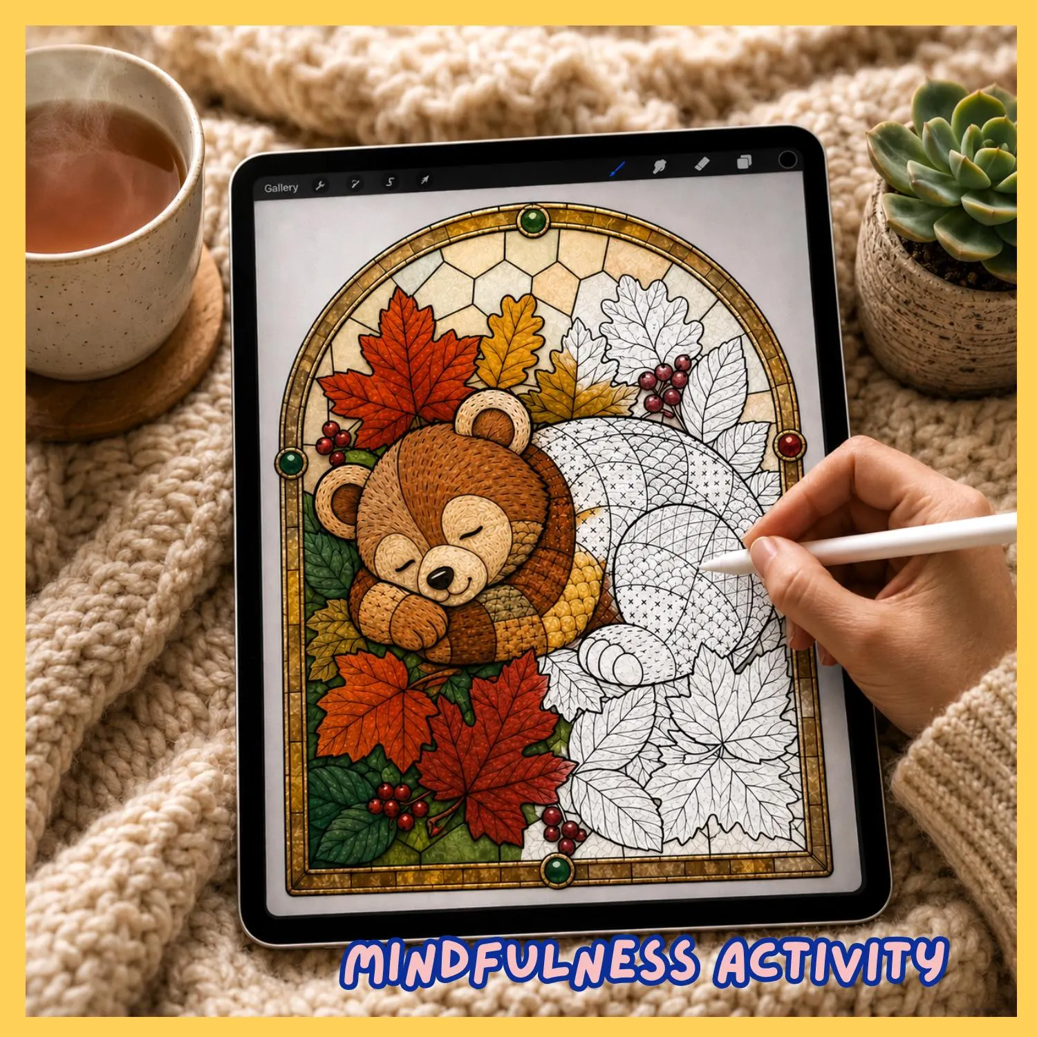 Stained Glass Patchwork Forest Animals Coloring Pages, Woodland Art Therapy (PDF Download) - image 2