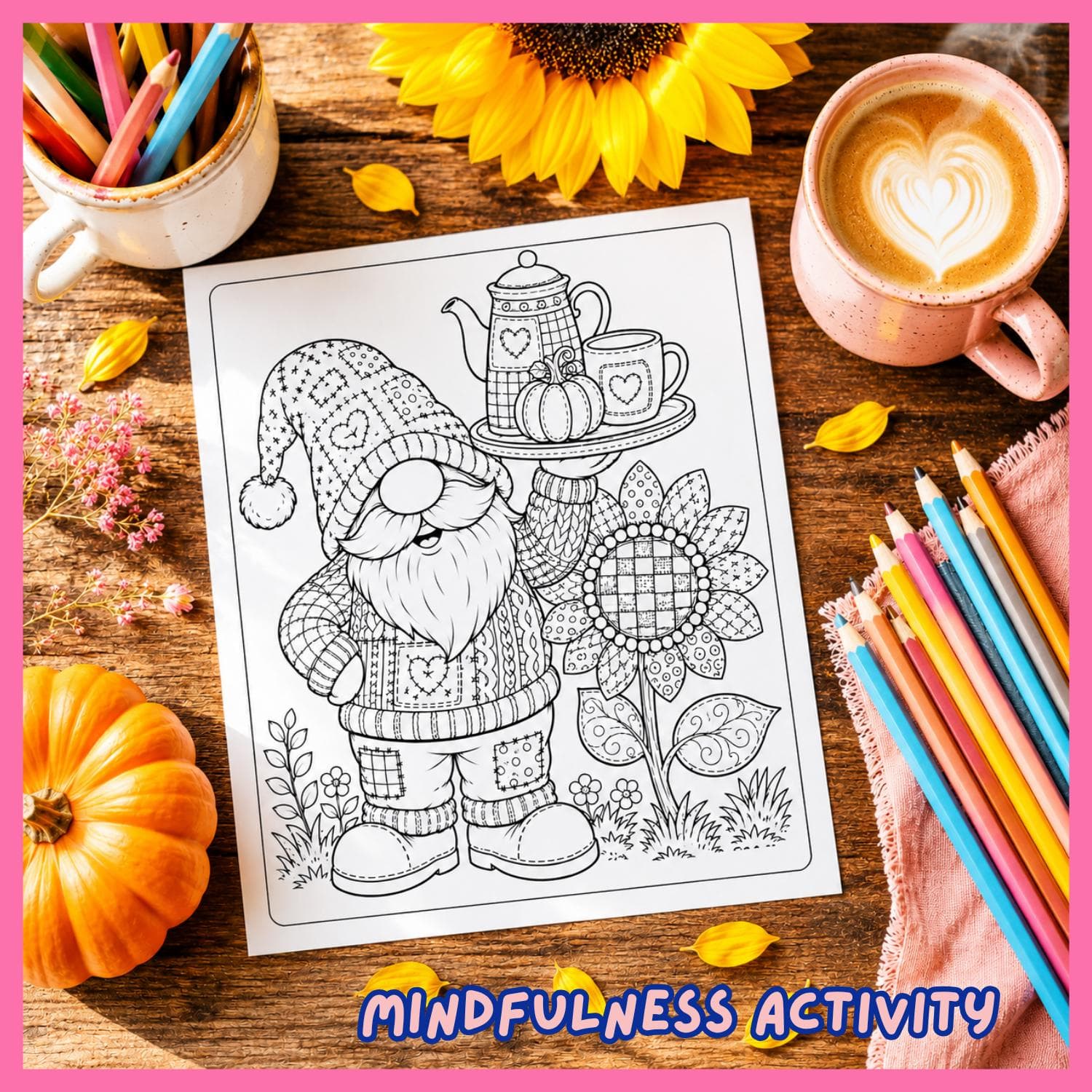 Sunflower Harvest Gnome Coloring Pages | 20 Printable PDF Pages (Digital Download) - image 2