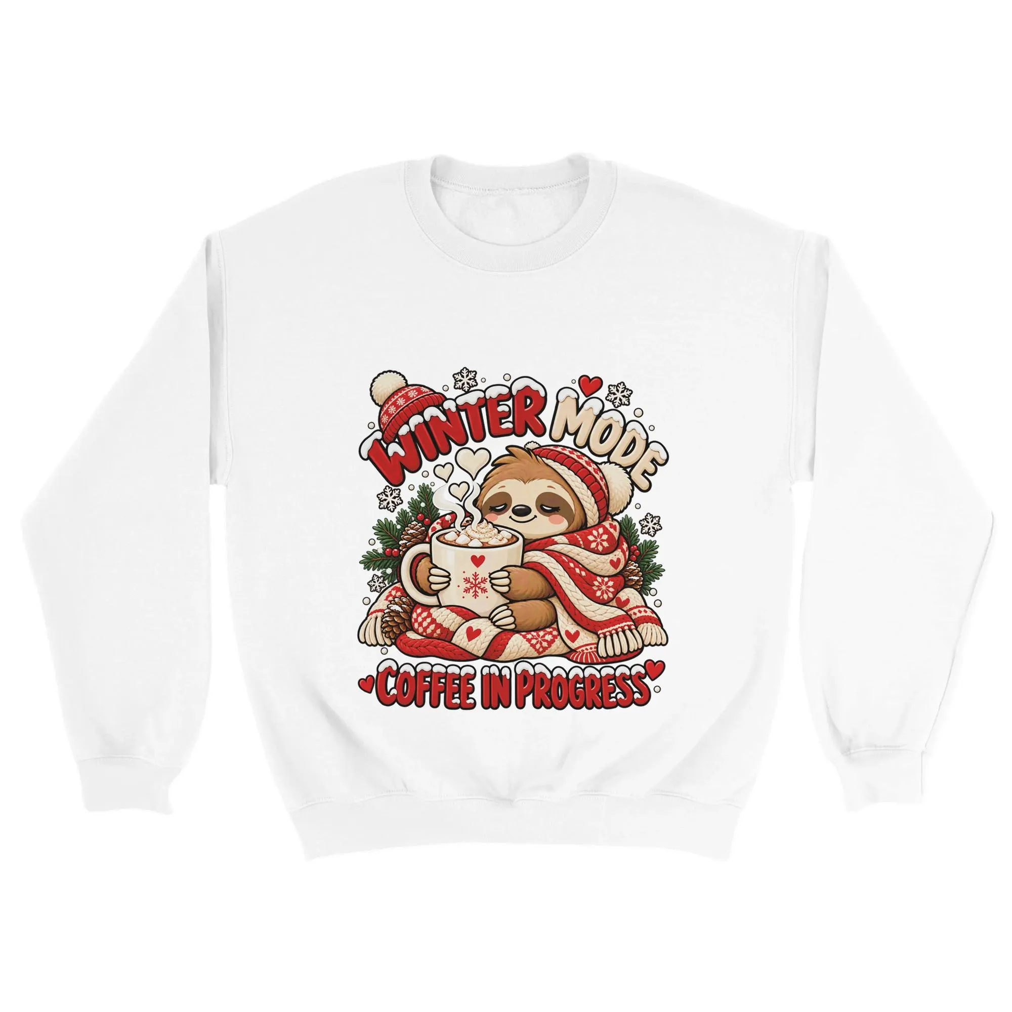 Winter Mode Sloth Sweatshirt, Coffee Lover Gift, Cozy Crewneck - image 5