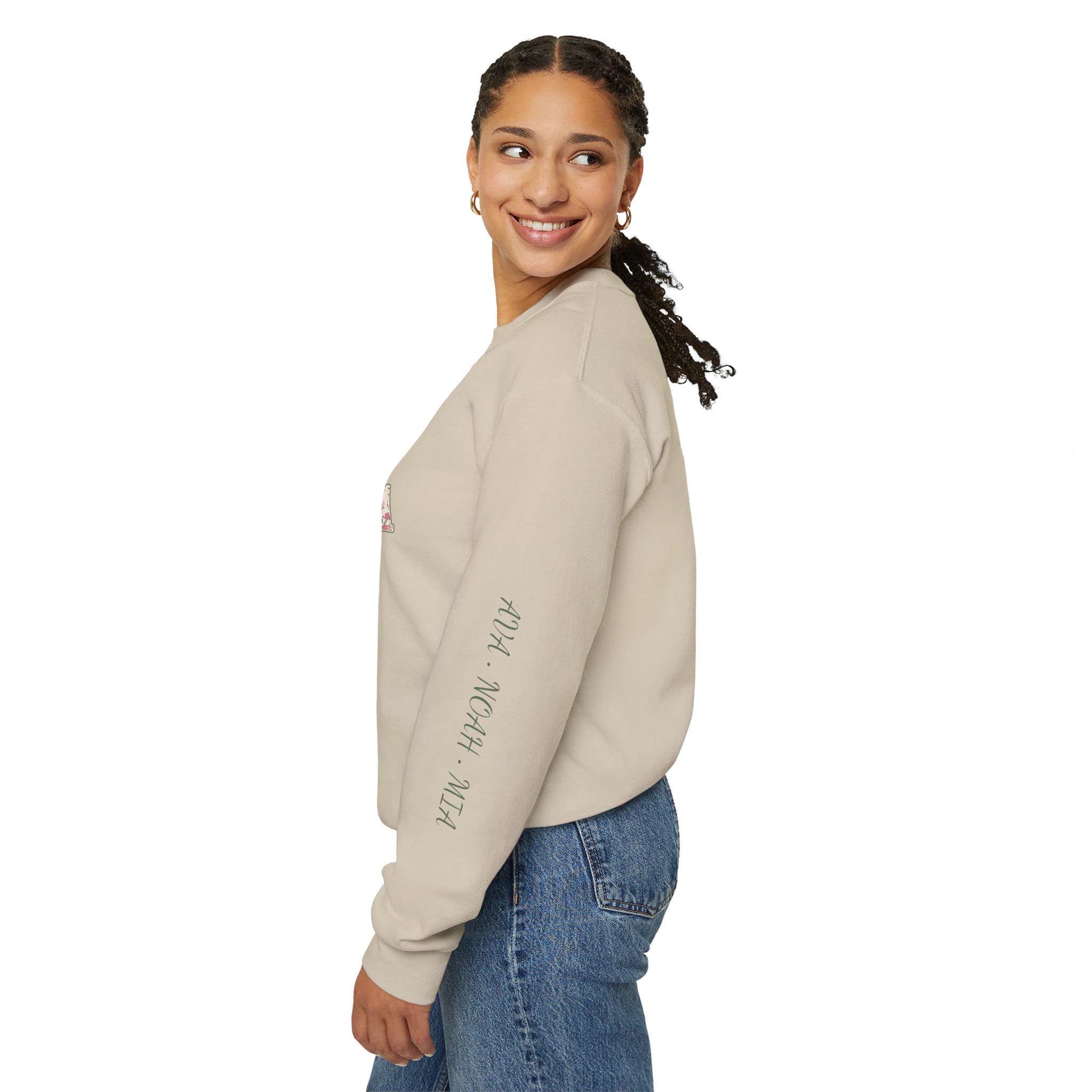 Personalized Floral Grandma Sweatshirt with Grandkids Names on Sleeve, Custom Grandma Crewneck - image 2