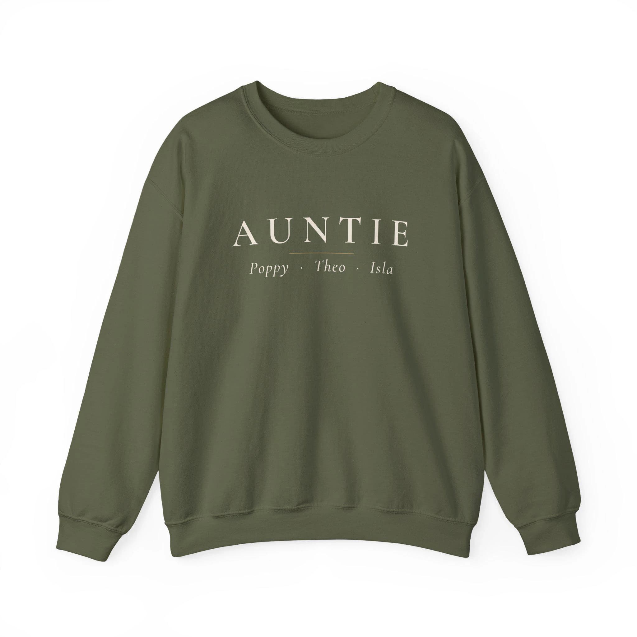 Personalized Auntie Sweatshirt with Niece Nephew Names, Custom Aunt Gift, Minimalist Aunt Crewneck Sweater - image 4