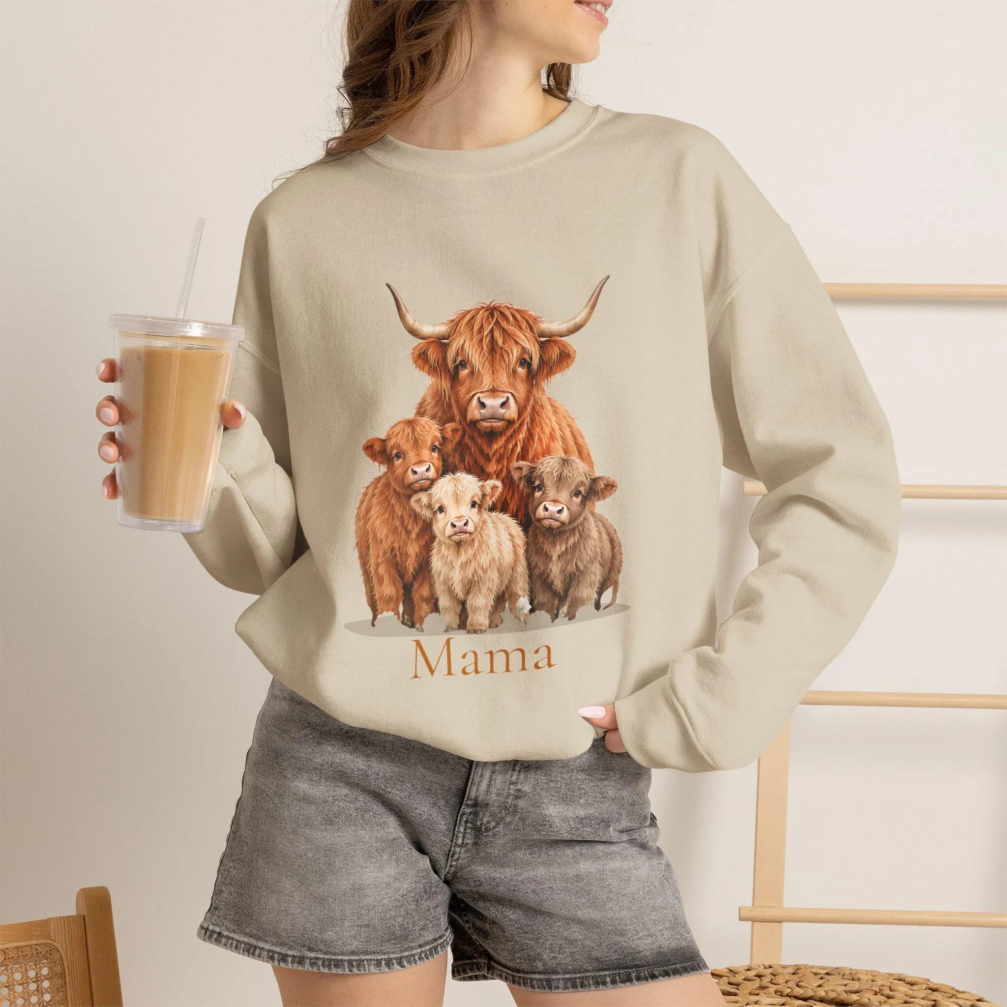 Personalized Highland Cow Mama Sweatshirt, Cow Mom Crewneck, New Mom Gift, Christmas Gift for Mom - image 5