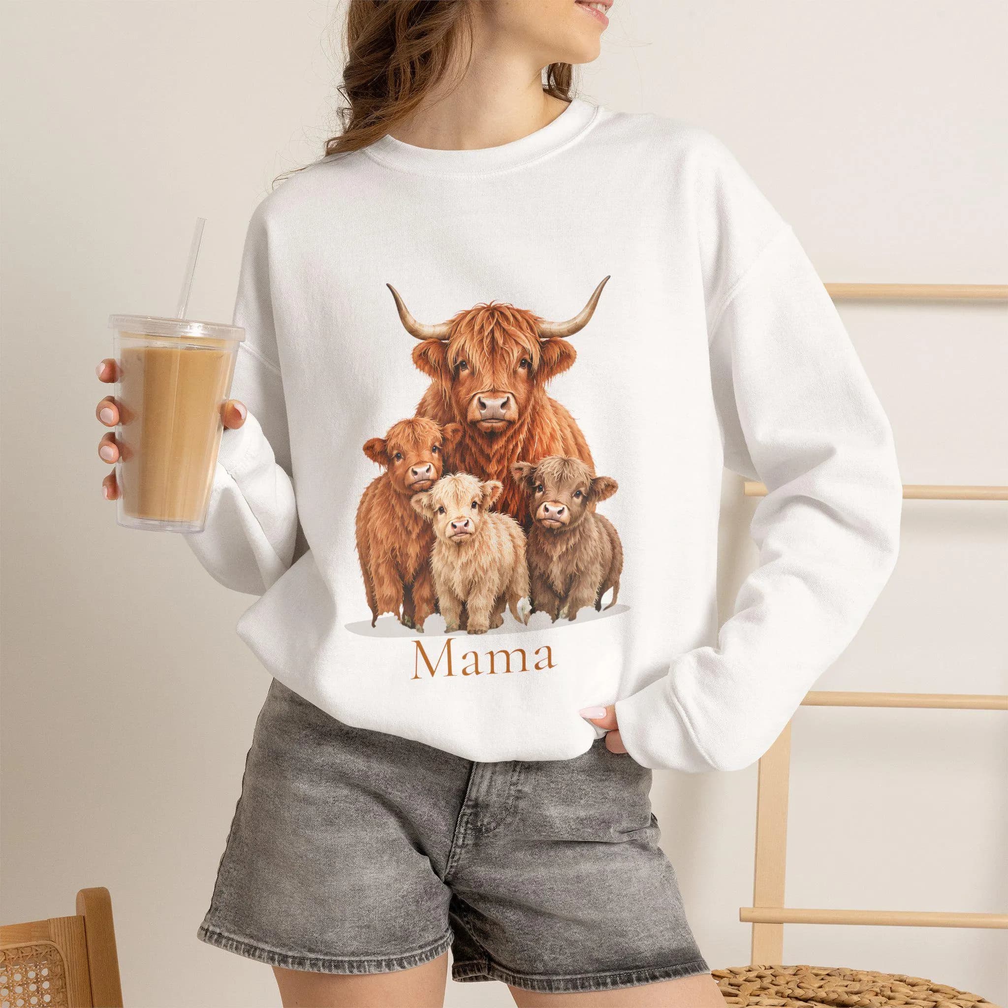 Personalized Highland Cow Mama Sweatshirt, Cow Mom Crewneck, New Mom Gift, Christmas Gift for Mom - image 4
