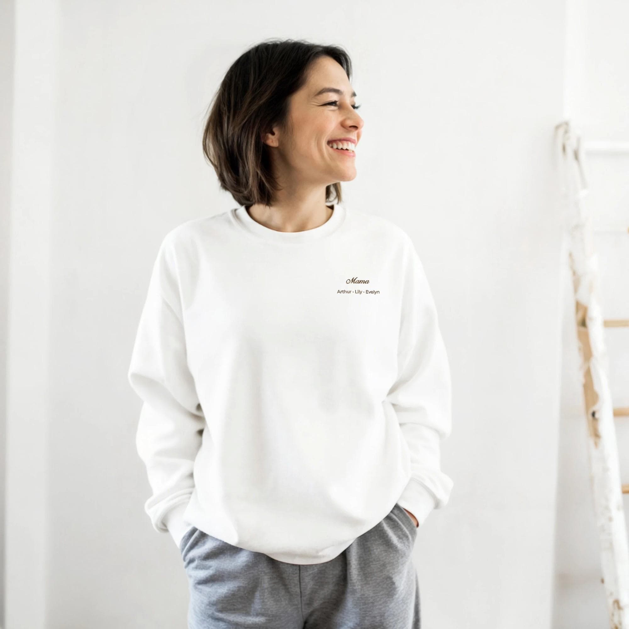Personalized Mama Sweatshirt, Embroidered Children's Names, Gold Script - image 5