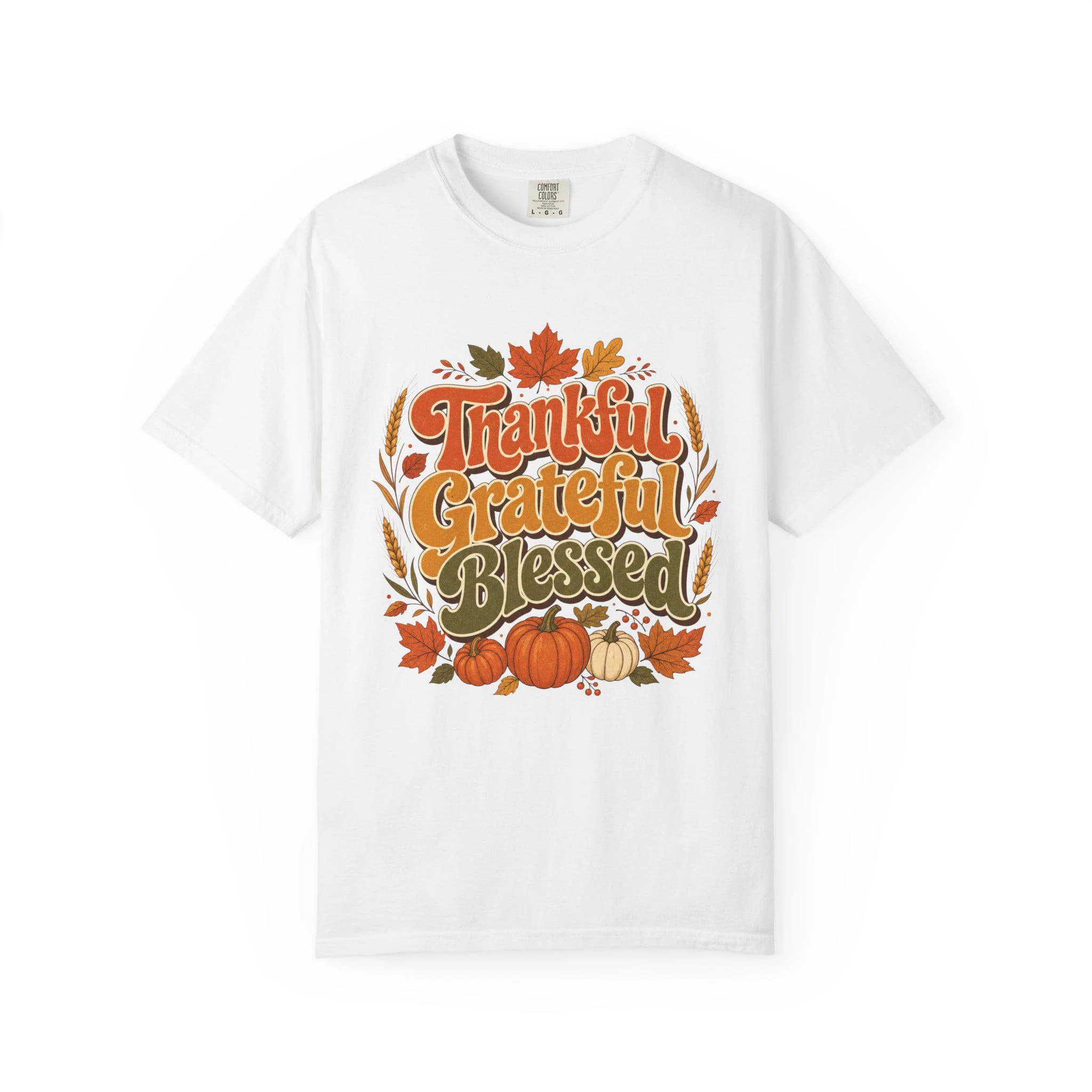 Thankful Grateful Blessed Shirt, Retro Fall T-Shirt, Thanksgiving Pumpkin Tee, Autumn Family Shirt, Comfort Colors Tee - image 3