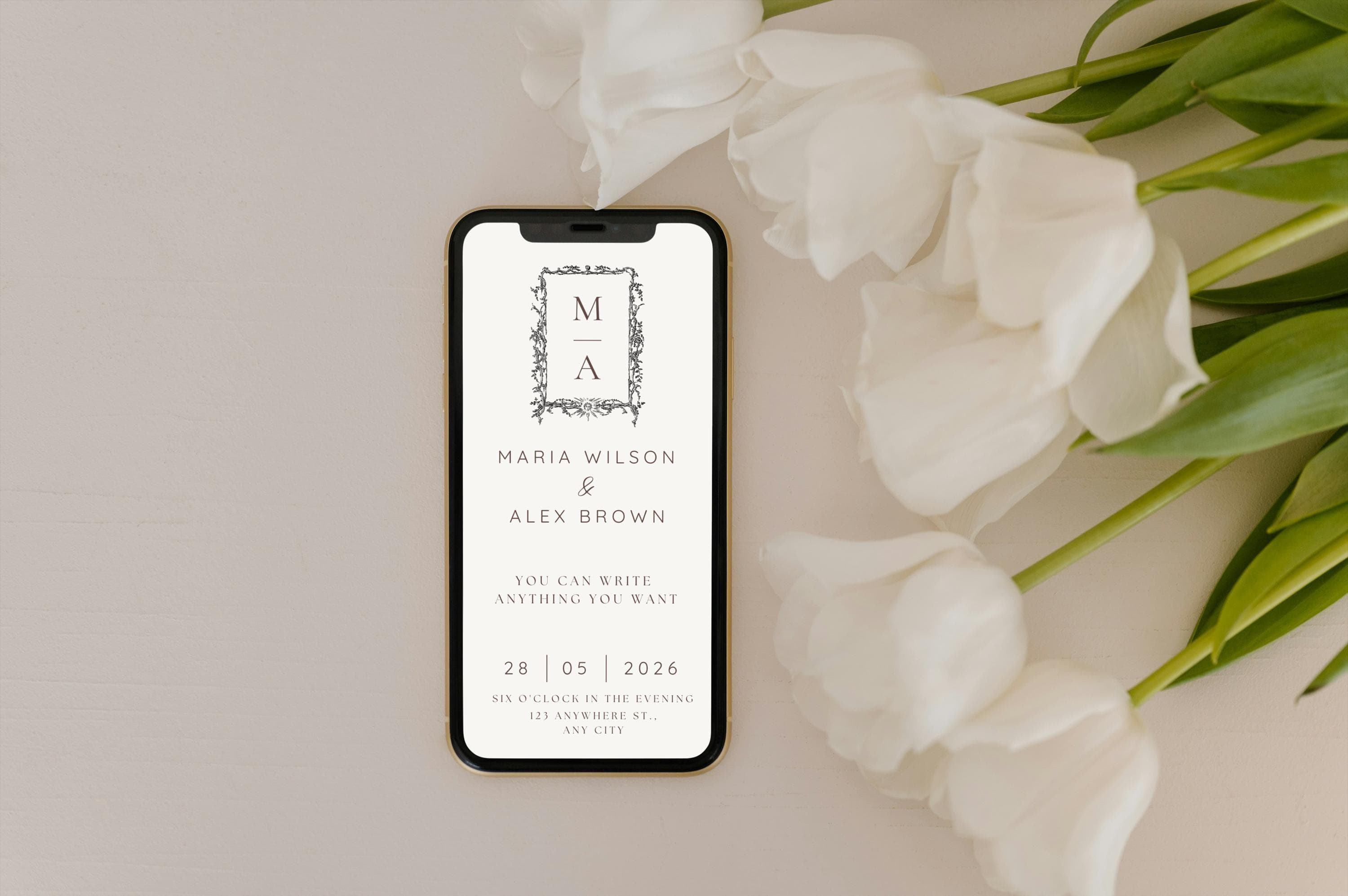 Minimal Wedding Invitation | Printable Invitation | Canva Editable | Digital Product | Phone Text Message | Minimalist Design - image 3