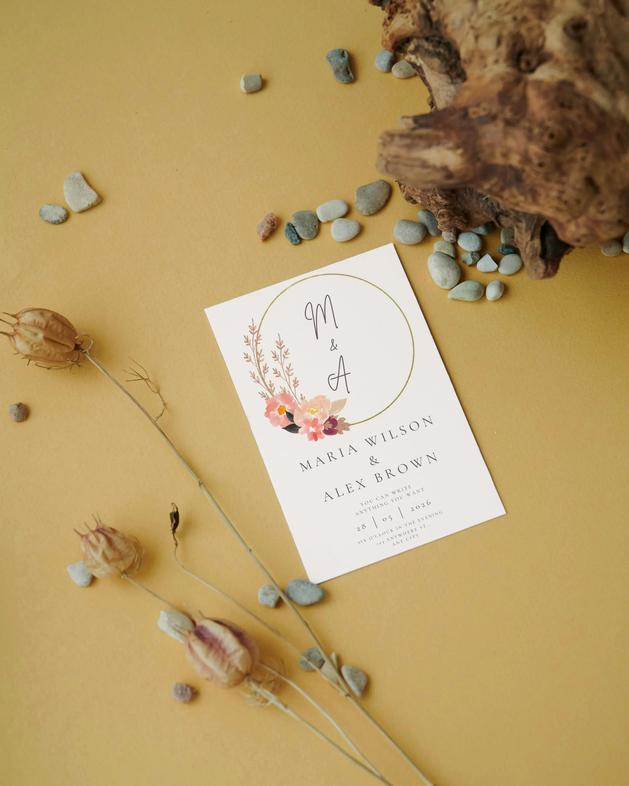 Double Sided Wedding Invitation Template | Editable in Canva | Floral Wedding Invite | Printable Modern - image 4