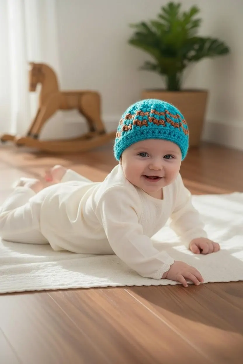 Crochet Beanie Pattern PDF, 0-3 month Baby prayer cap, Newborn Handmade hat Instant download