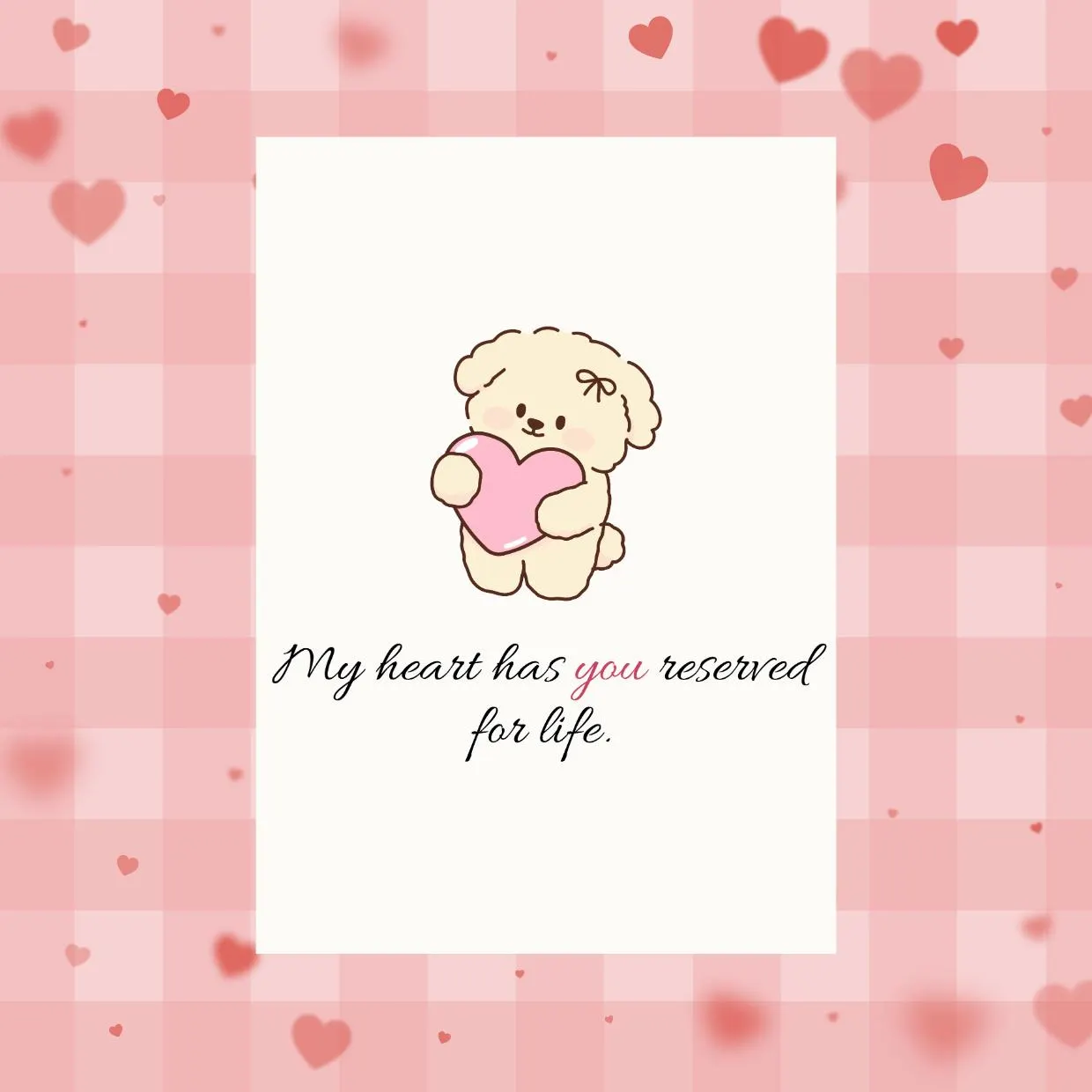 Editable Reserved Heart Valentines Card Cute Bear Love Romantic Canva Template - image 4