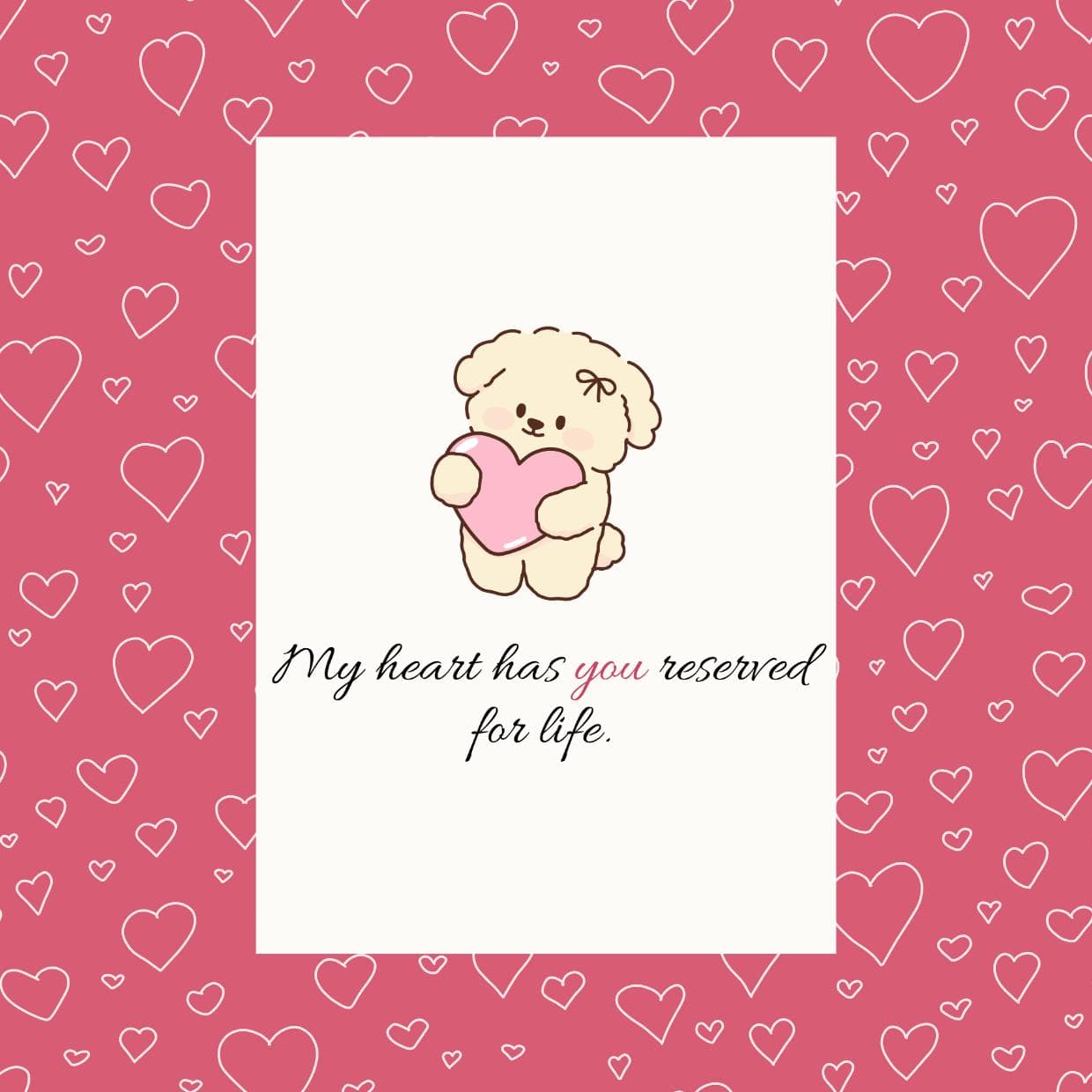 Editable Reserved Heart Valentines Card Cute Bear Love Romantic Canva Template - image 3