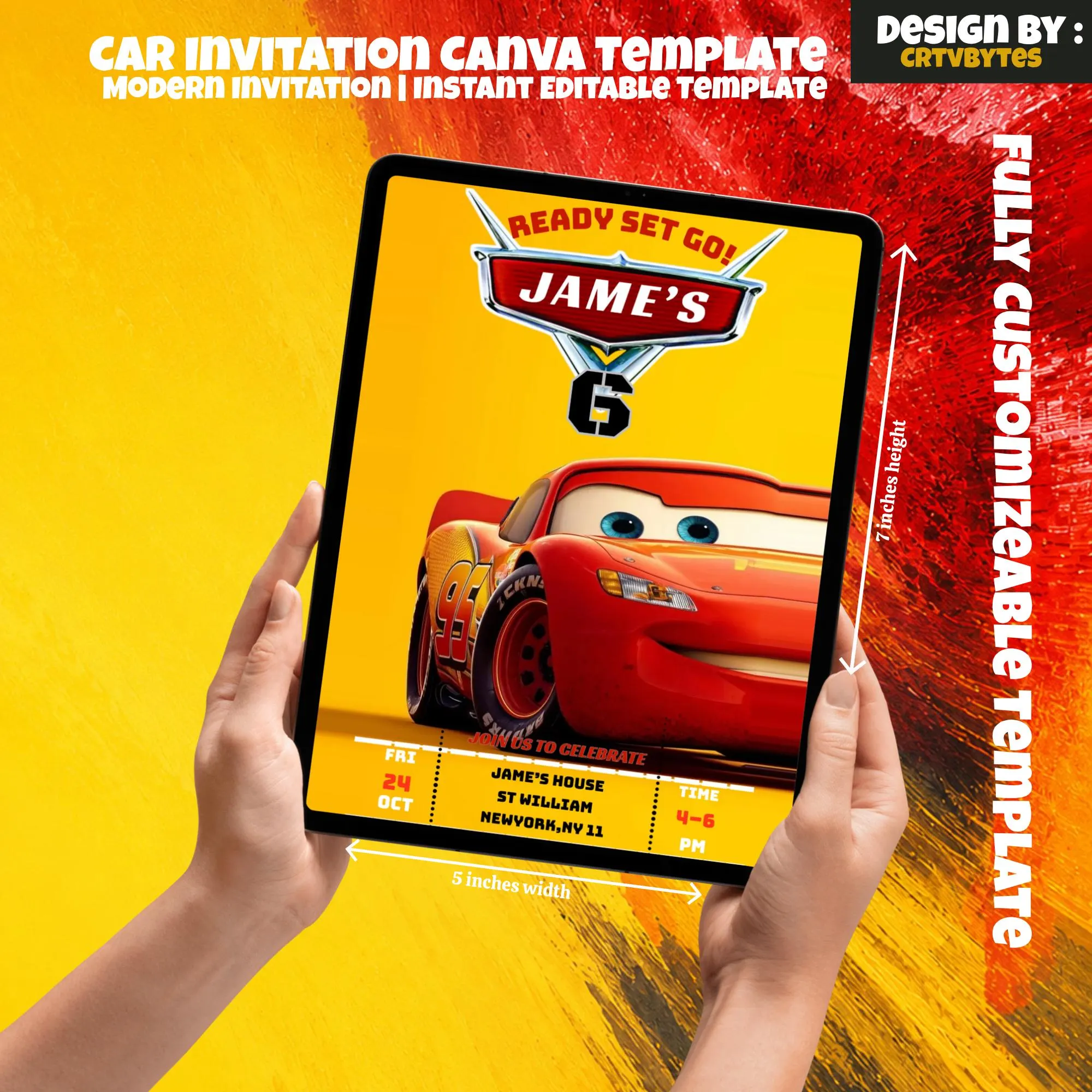 Handmade Cars 6th Birthday Invitation, Editable Kids Party Template - image 4