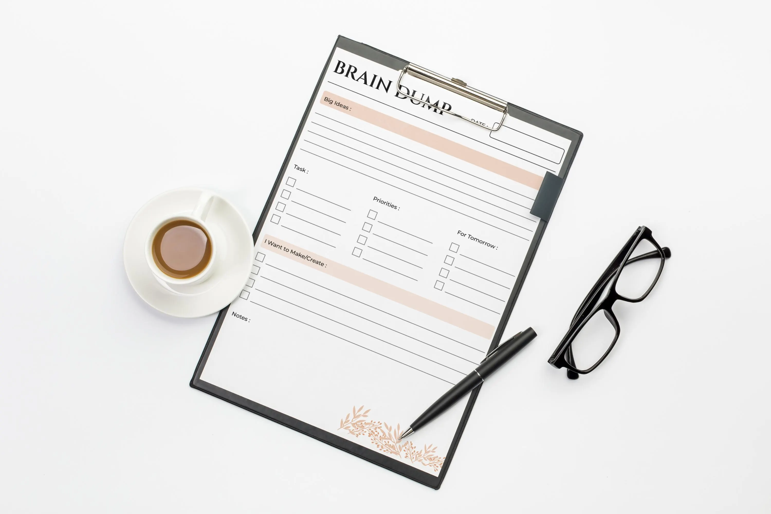 ADHD Brain Dump Printable | Beige Floral Brain Dump | Minimalist Daily Organizer |Task Prioritization Sheet | A4 A5 Letter Half Letter - image 3