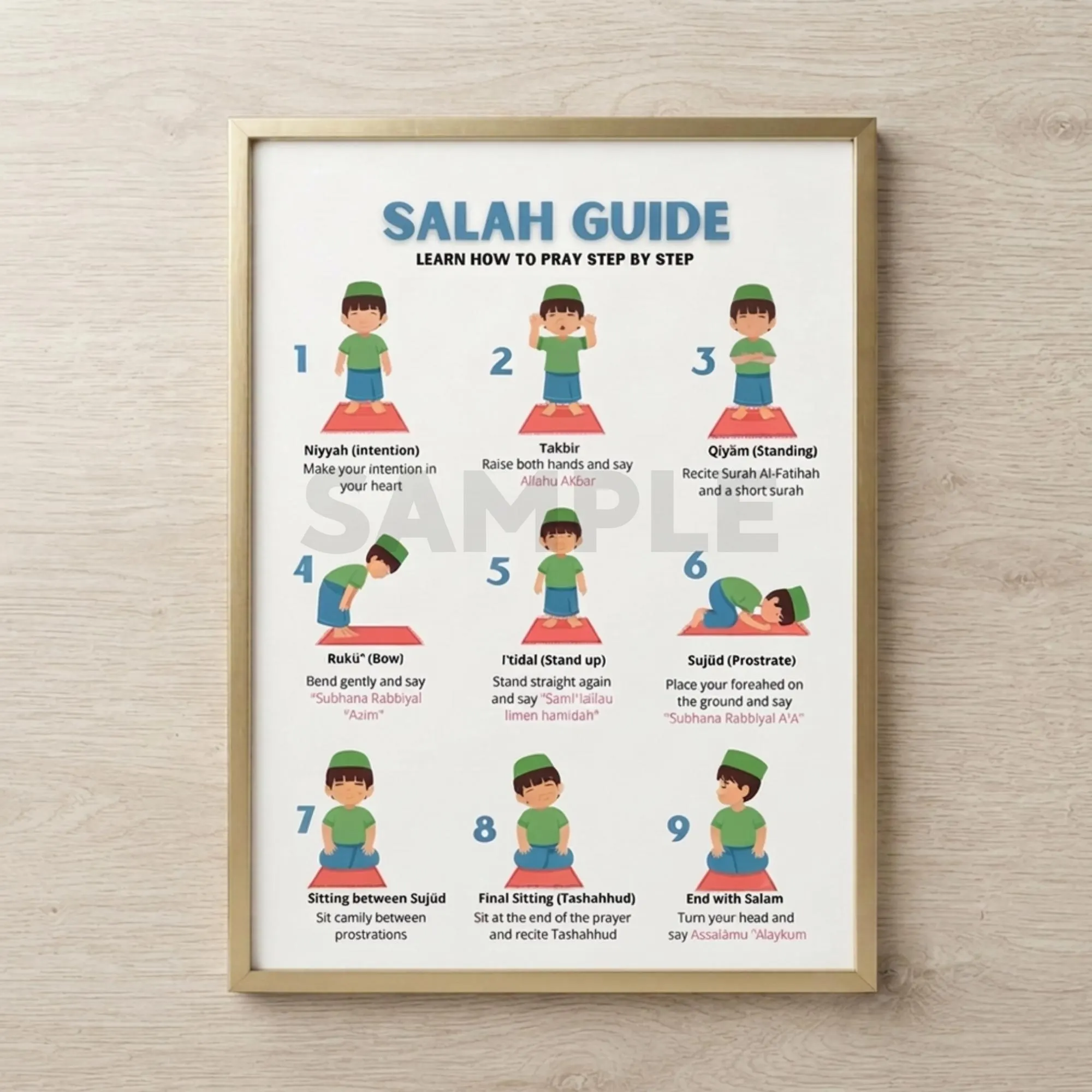 Salah Guide for Kids Bundle, Step-by-Step Prayer Flashcards, Namaz Learning Chart (Digital Download) - image 4