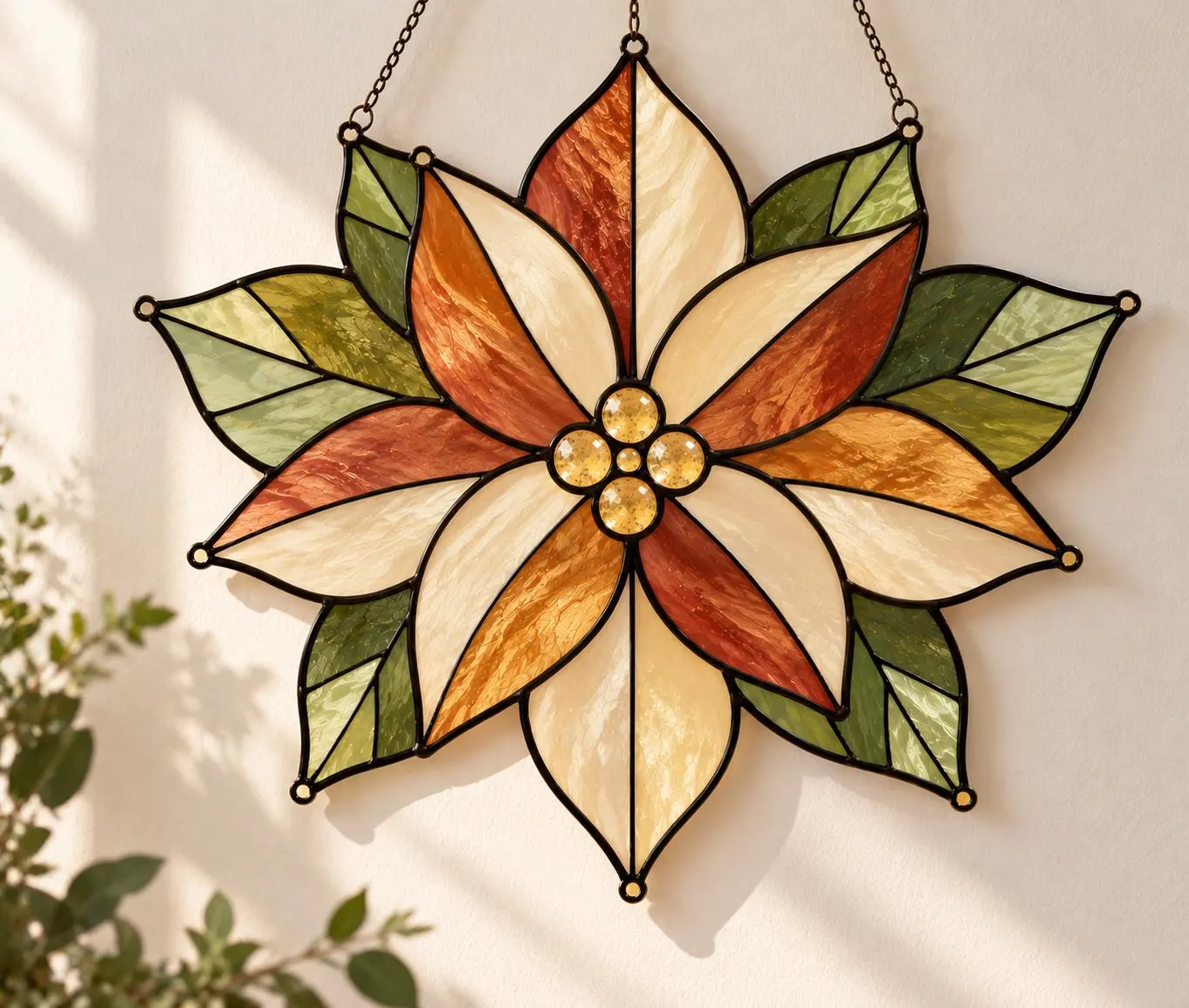 Poinsettia Stained Glass Pattern, Christmas Flower Suncatcher Pattern, Floral Window Art, Holiday DIY Glass Painting, Printable PDF - image 5