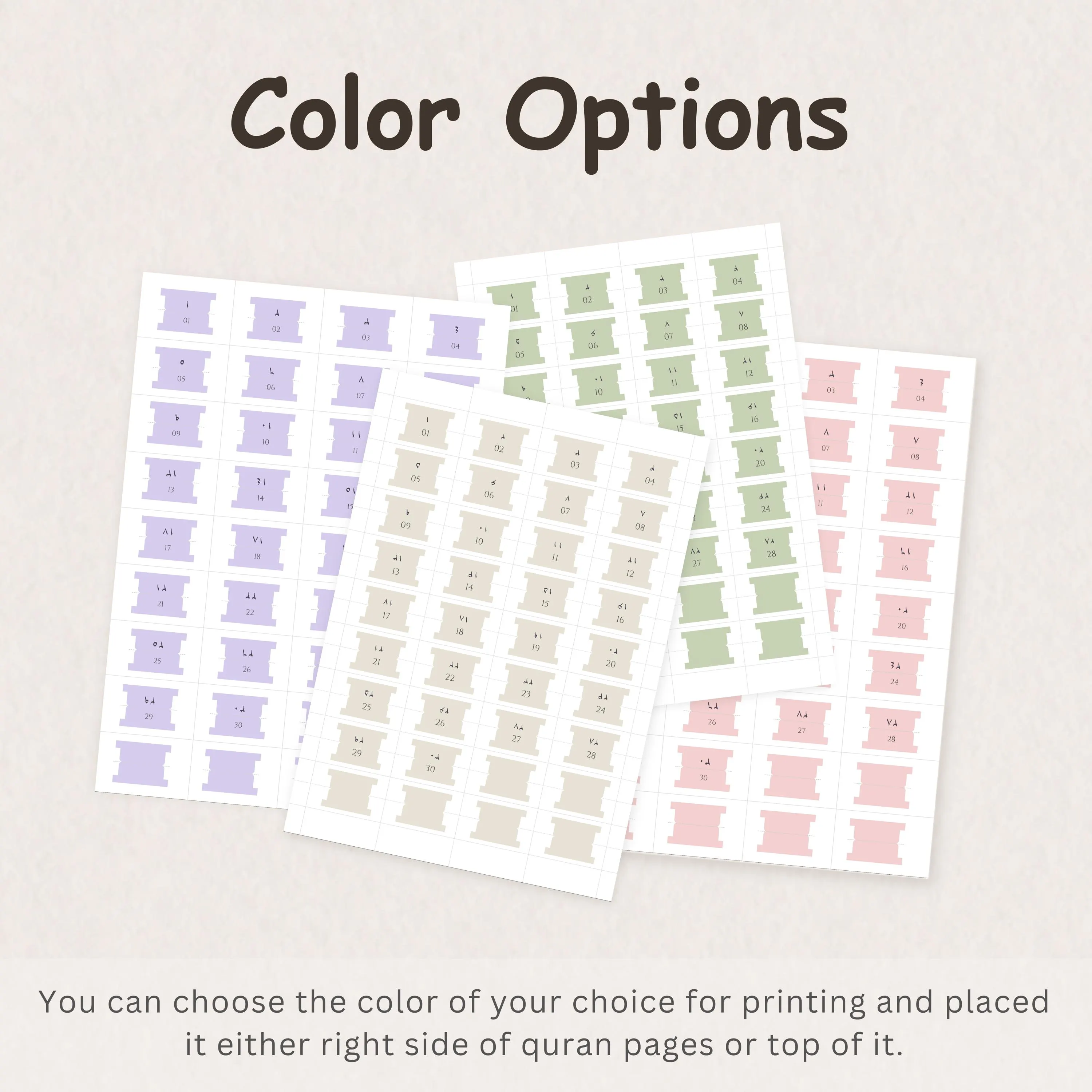 Printable Quran Tabs Bundle – Only JUZ Tabs | Hand-Cut Friendly | 4 Colors - image 2