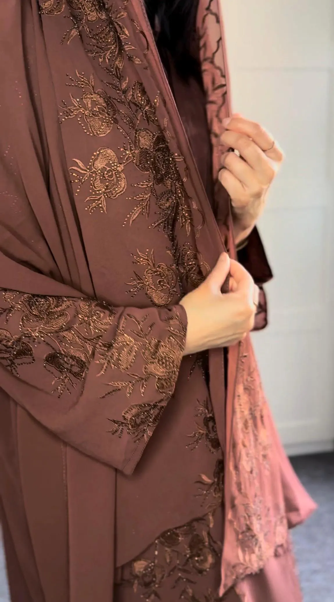 Black Rose Luxury Embroidered Chiffon Abaya Set, Eid Gift, Party Outfit - image 5