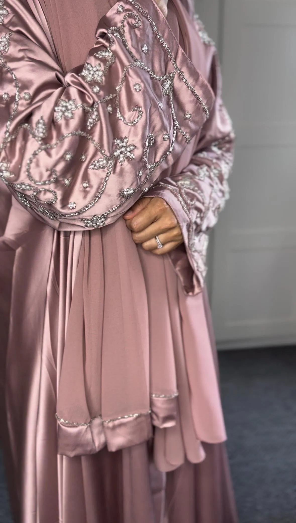Satin Abaya Set, Eid Outfit with Slip Dress & Hijab