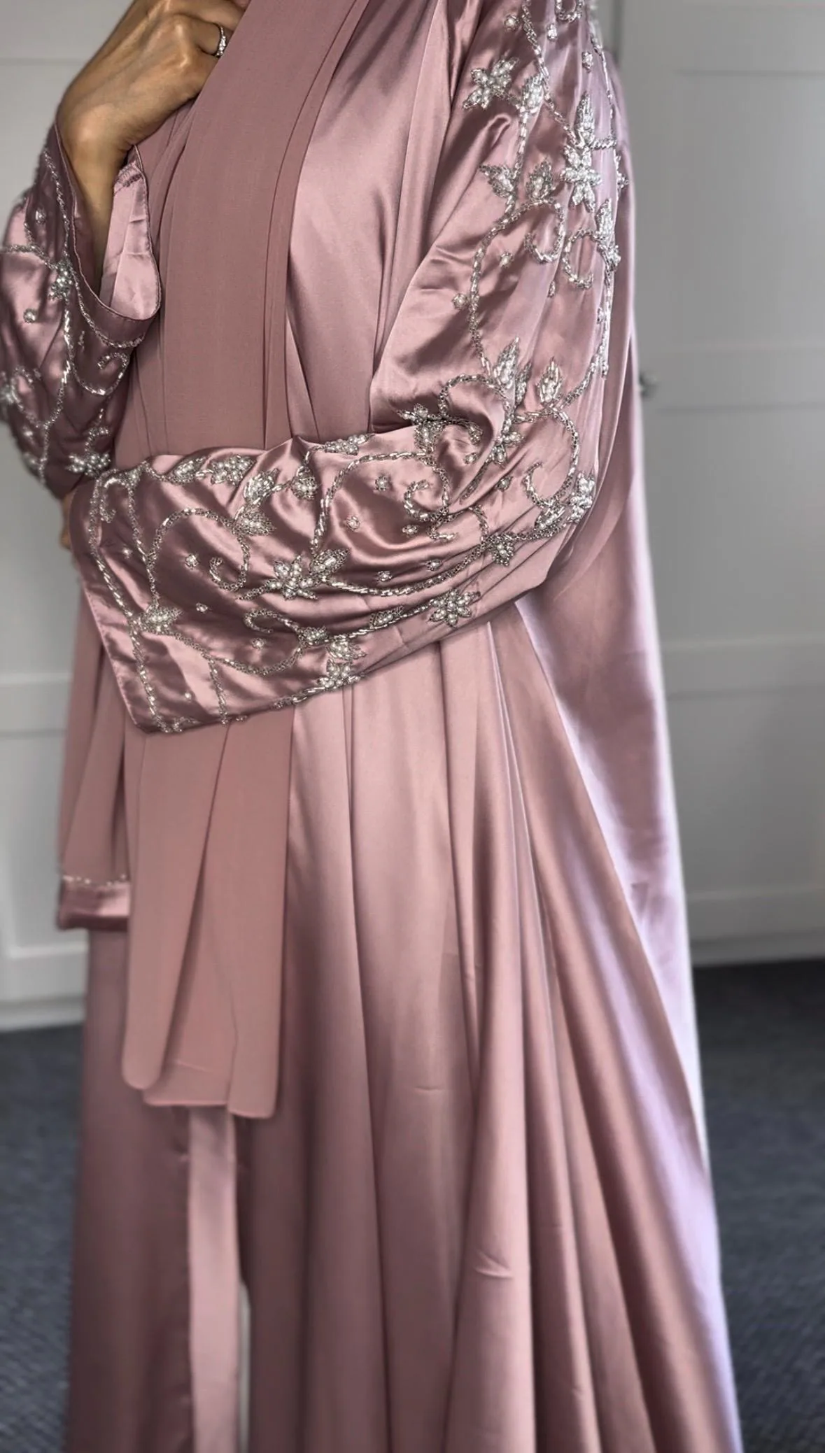Satin Abaya Set, Eid Outfit with Slip Dress & Hijab - image 5