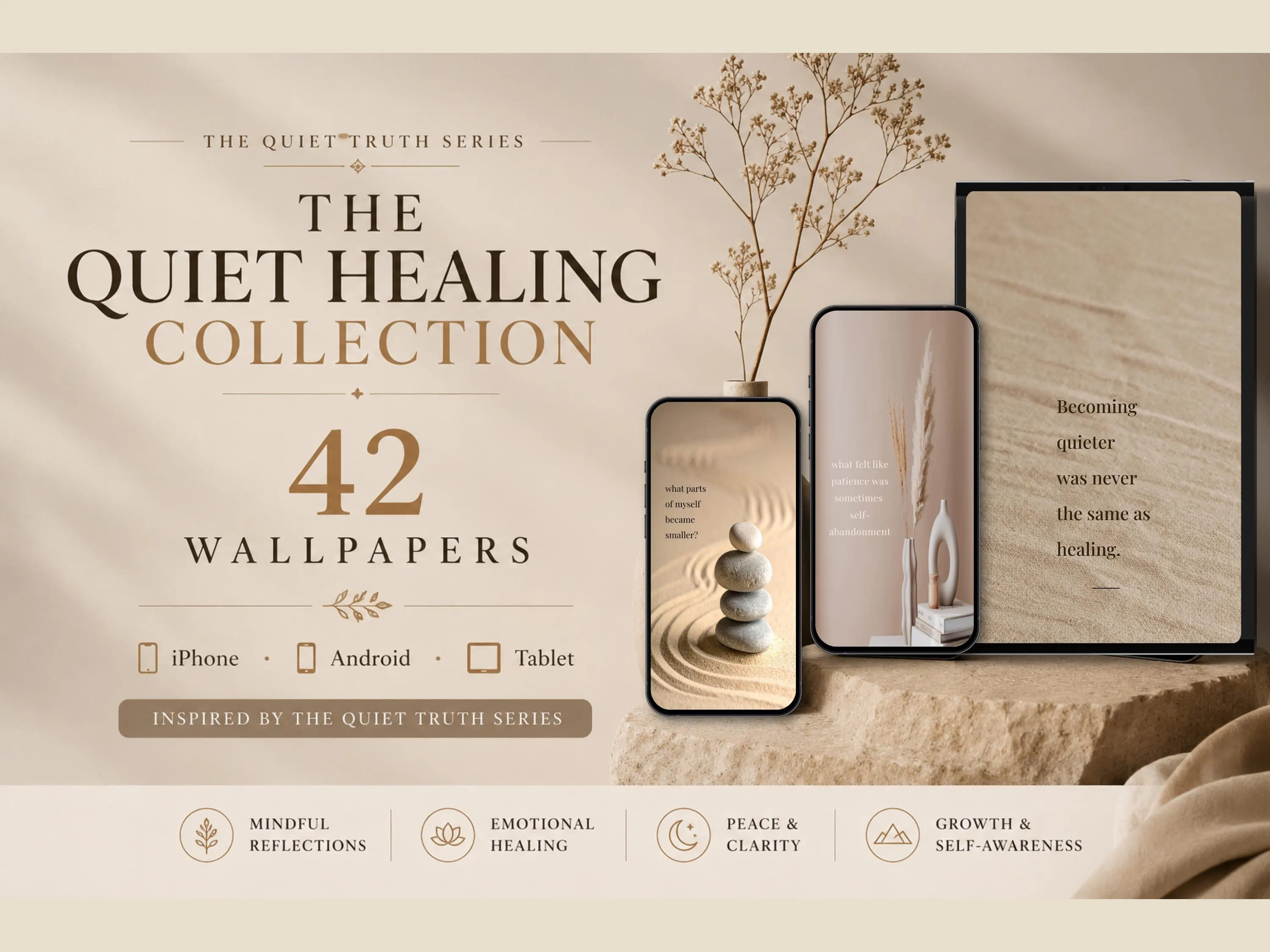 Quiet Healing Wallpaper Bundle | iPhone, Android & Tablet | Self Love Quotes | Mindfulness and Emotional Healing