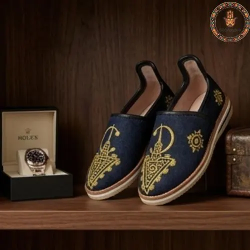 Authentic Moroccan Babouche Slippers, Handmade Embroidered Leather Shoes, Traditional Boho Indoor Slippers, Woven Mules for Women - image 3