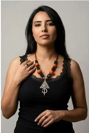 Boho Statement Necklace, Ethnic Berber Style Necklace, Tribal Pendant Necklace, Handmade Look Jewelry, Festival Jewelry Burning Man morocco - image 3