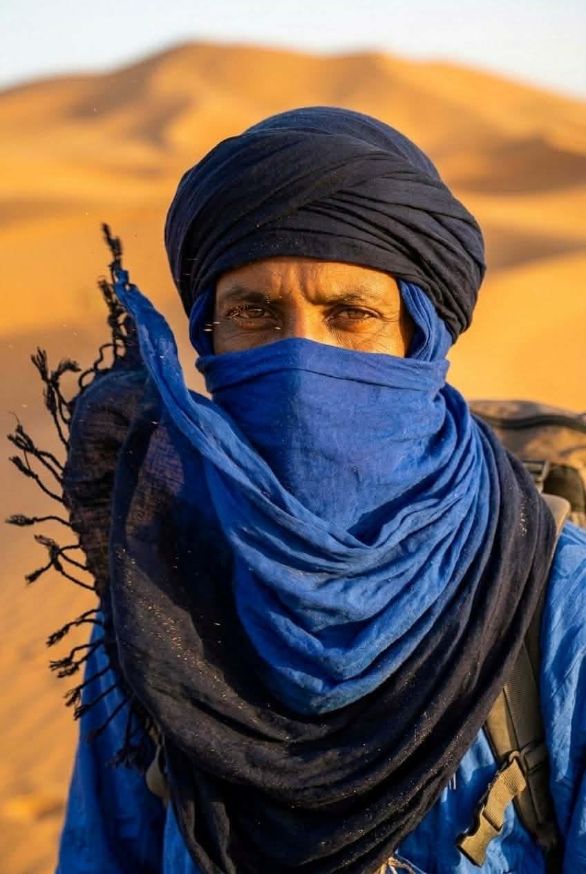 Blue Tuareg Scarf (Sahara Cheche) – Desert Head Scarf – Berber Cotton Wrap – Boho Ethnic Shawl – Unisex Travel Accessory Gift - image 4