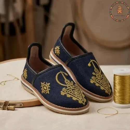 Authentic Moroccan Babouche Slippers, Handmade Embroidered Leather Shoes, Traditional Boho Indoor Slippers, Woven Mules for Women - image 4