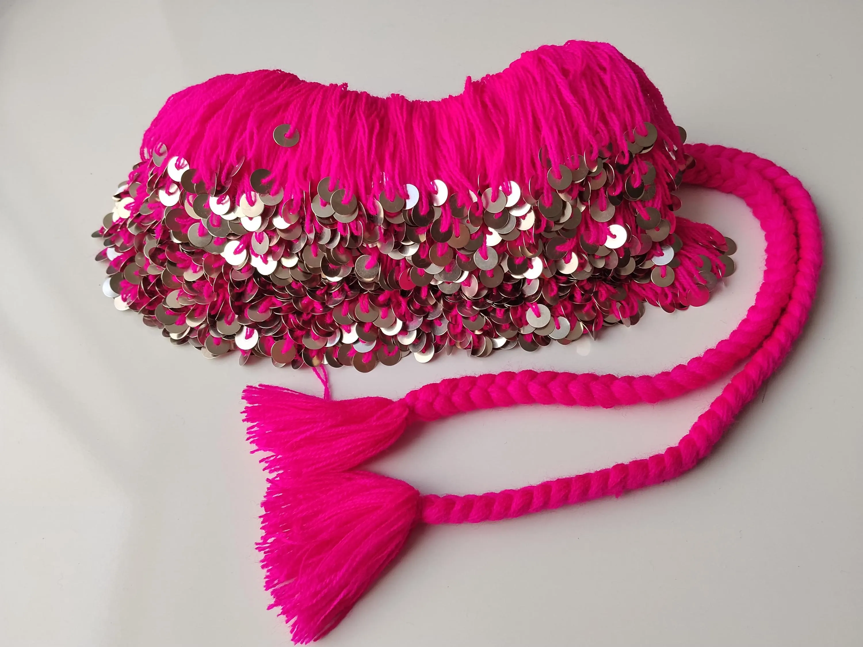 Handmade Red Belly Dance Belt – Moroccan Hip Scarf with Silver Sequins & Tassels – Oriental Dance Costume – Tribal Fusion Dance Accessory - image 3