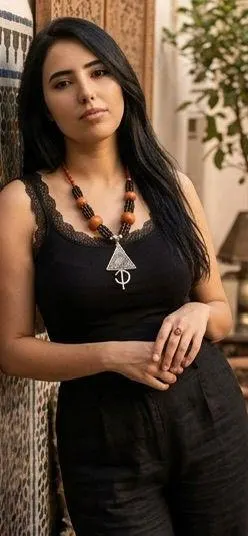 Boho Statement Necklace, Ethnic Berber Style Necklace, Tribal Pendant Necklace, Handmade Look Jewelry, Festival Jewelry Burning Man morocco - image 4