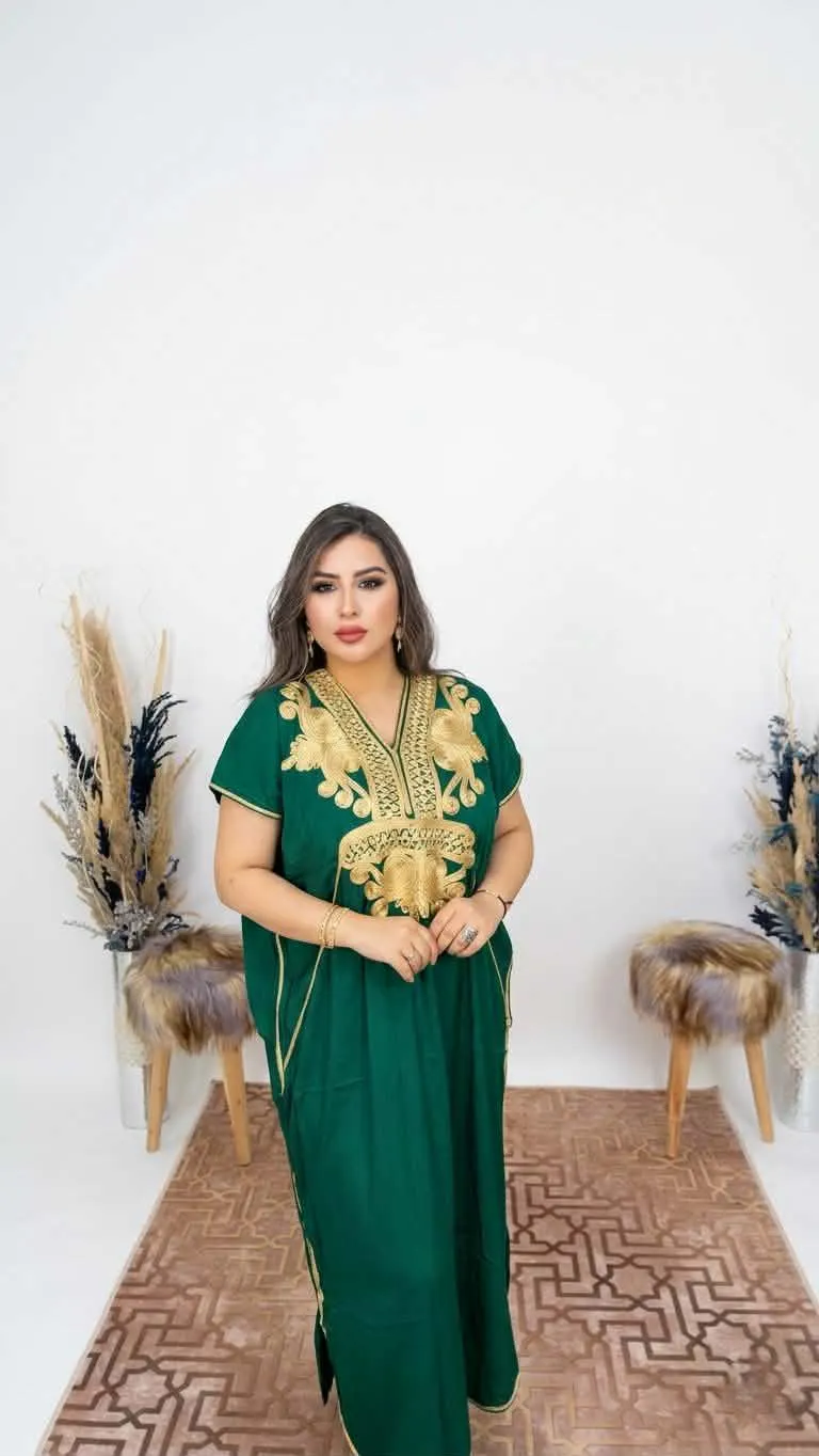 Moroccan Gandoura marrakech for Women Elegant Embroidered Kaftan Dress – Handmade Caftan Loose Maxi Dress – summer caftan dress for her - image 2