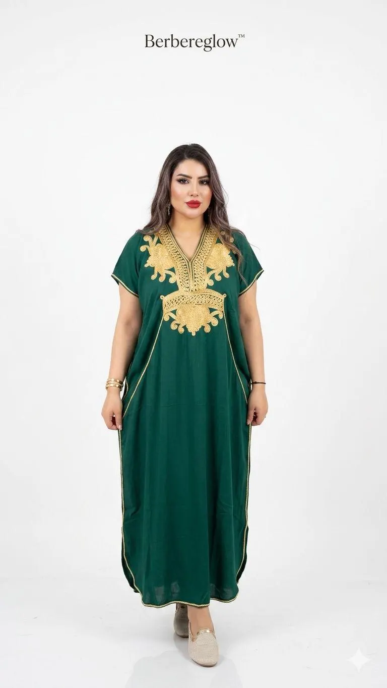 Moroccan Gandoura marrakech for Women Elegant Embroidered Kaftan Dress – Handmade Caftan Loose Maxi Dress – summer caftan dress for her - image 3