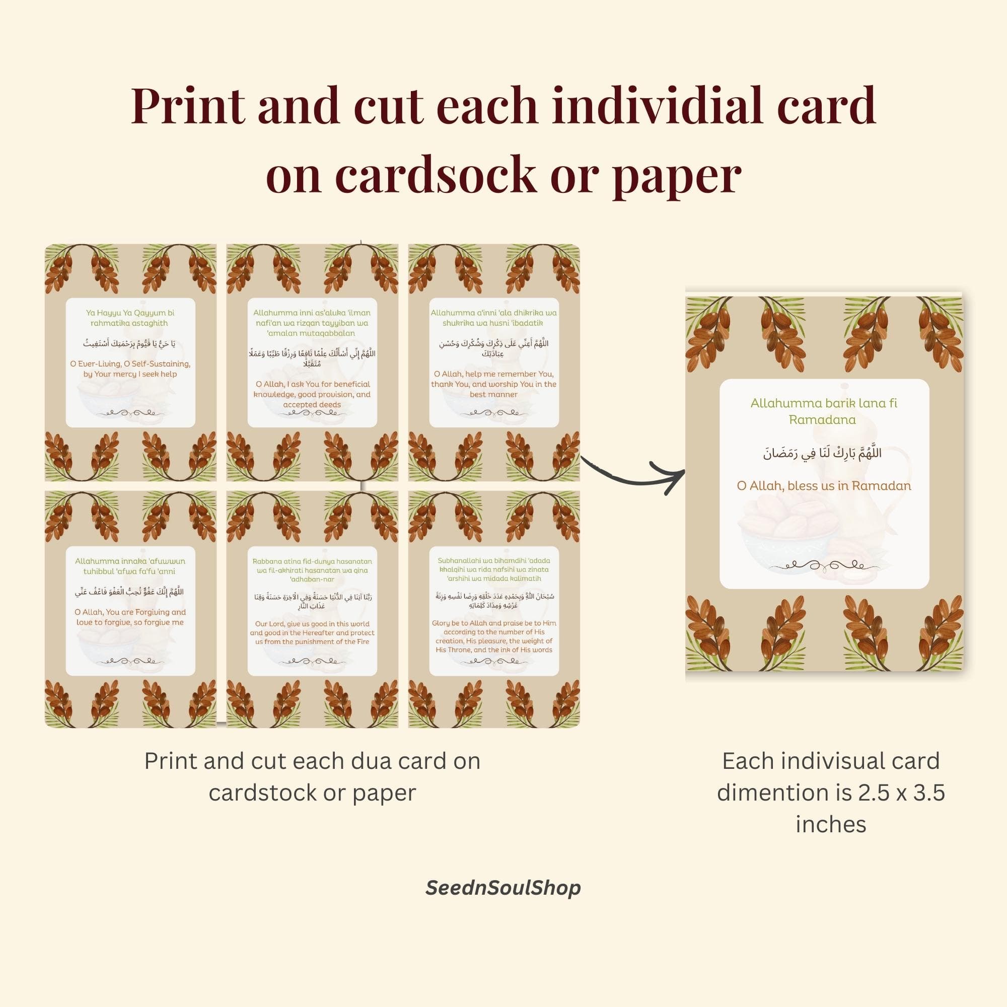 Dua Affirmation Cards set of 50 | Arabic, Arabic Transliteration, & English Tranlation - image 5
