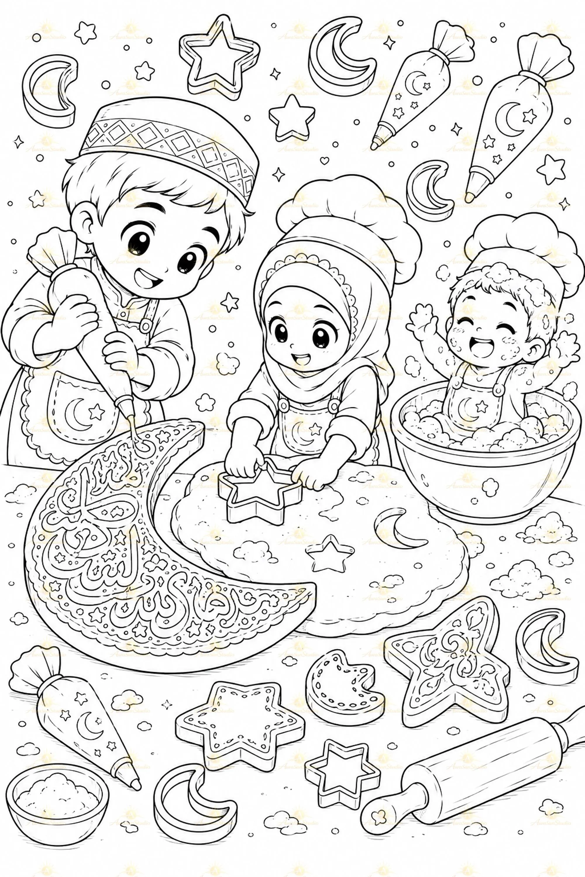 Islamic Kawaii Coloring Book for Kids | 30 Ramadan Eid Pages (Digital Download) - image 4