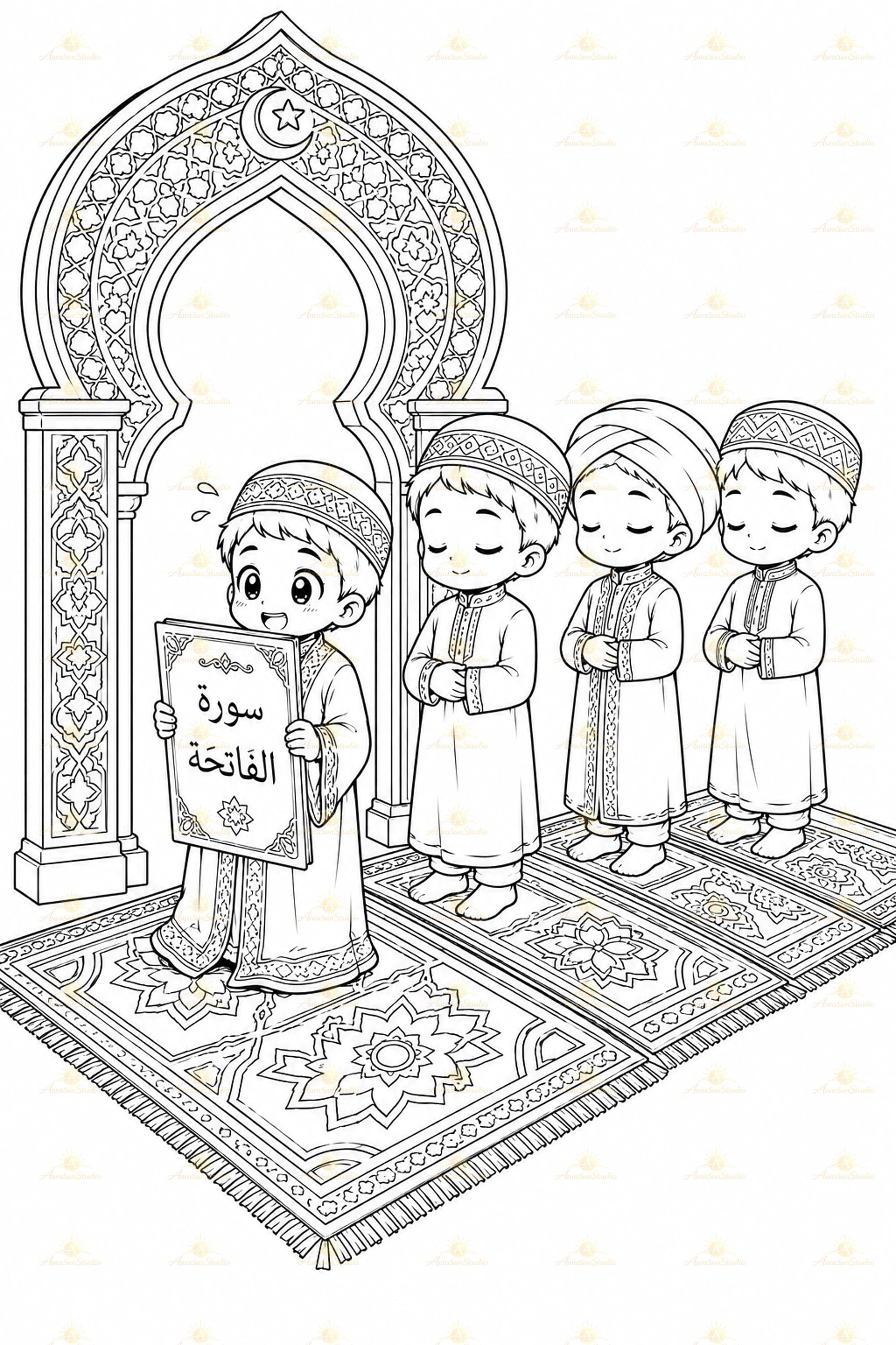 Islamic Kawaii Coloring Book for Kids | 30 Ramadan Eid Pages (Digital Download) - image 5